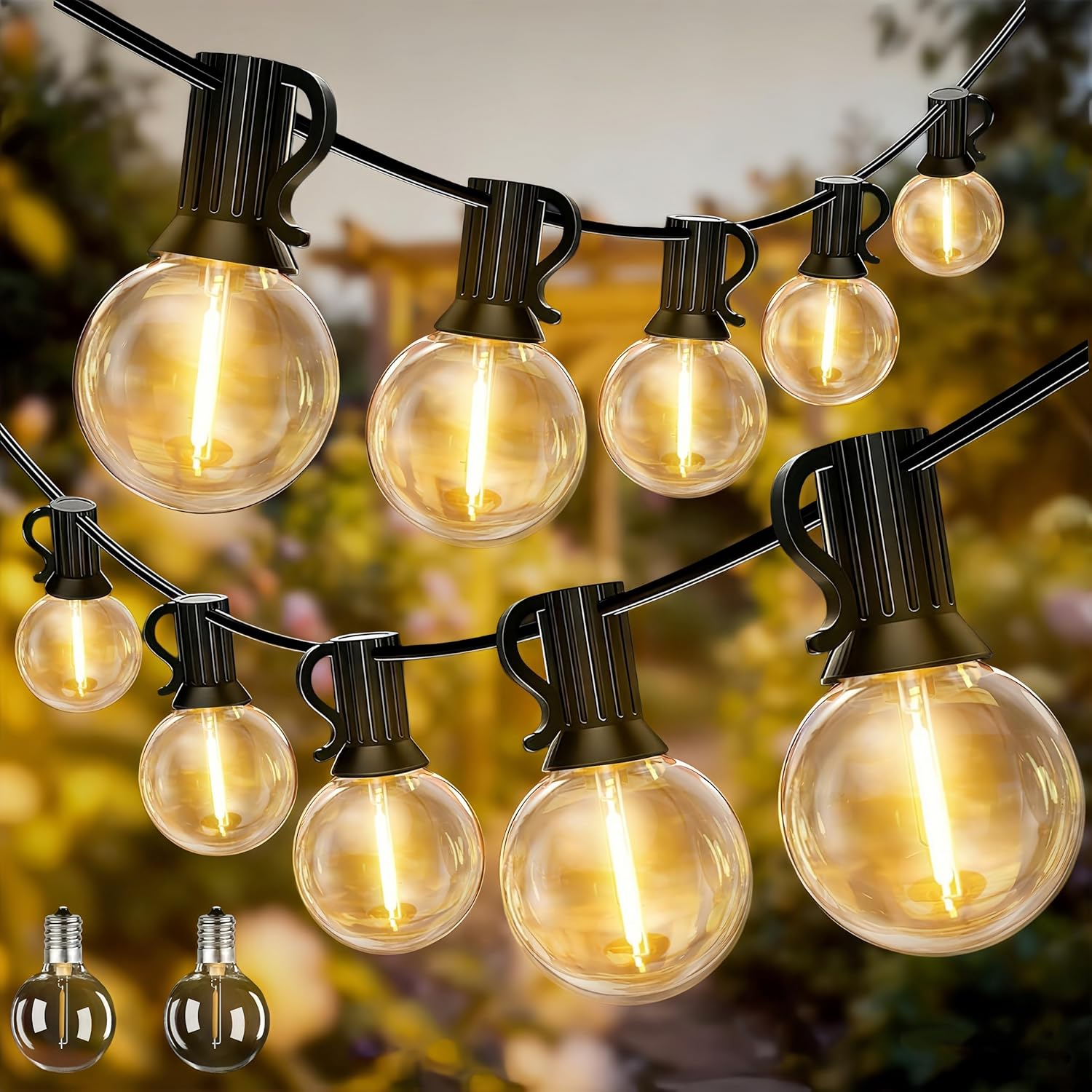 Detalle de LaPitio Catena Luminosa Esterno 45.7M IP45 – Luci da Giardino con 75+2 LED, Bianco Caldo 2700K