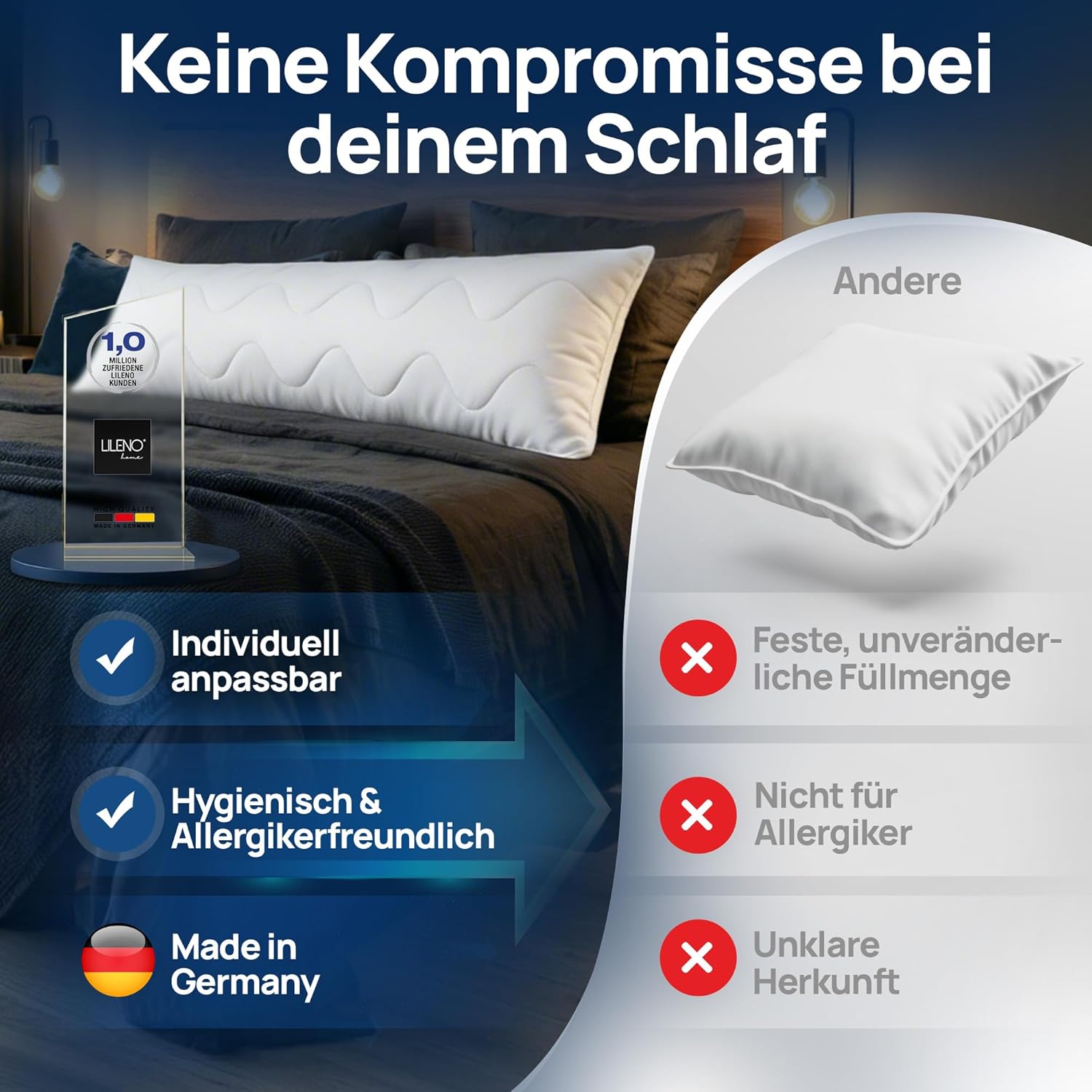 Thumbnail 5 de LILENO HOME Seitenschläferkissen 40 x 145