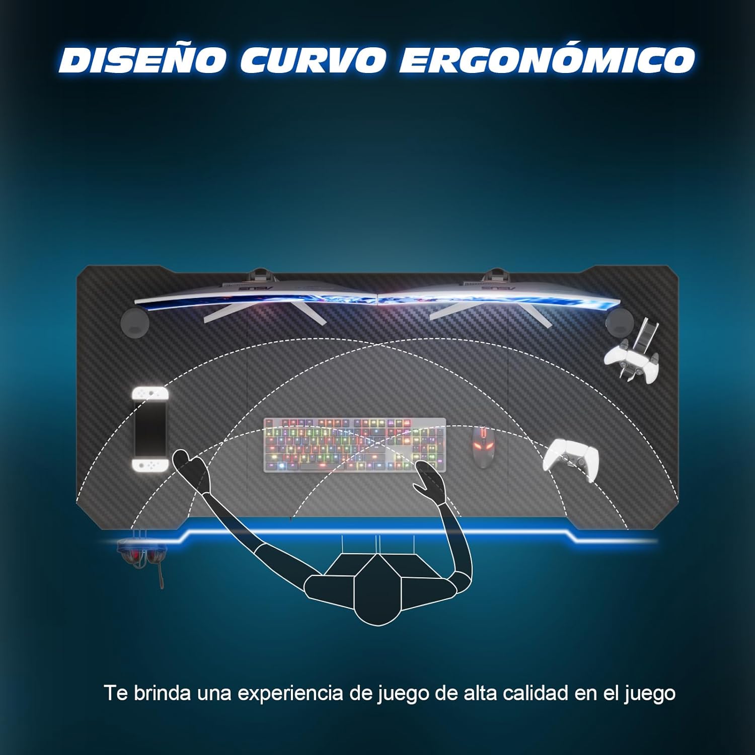 Thumbnail 3 de TRIUMPHKEY Mesa Gaming Z 80x52cm con Gancho para Auriculares 🖥