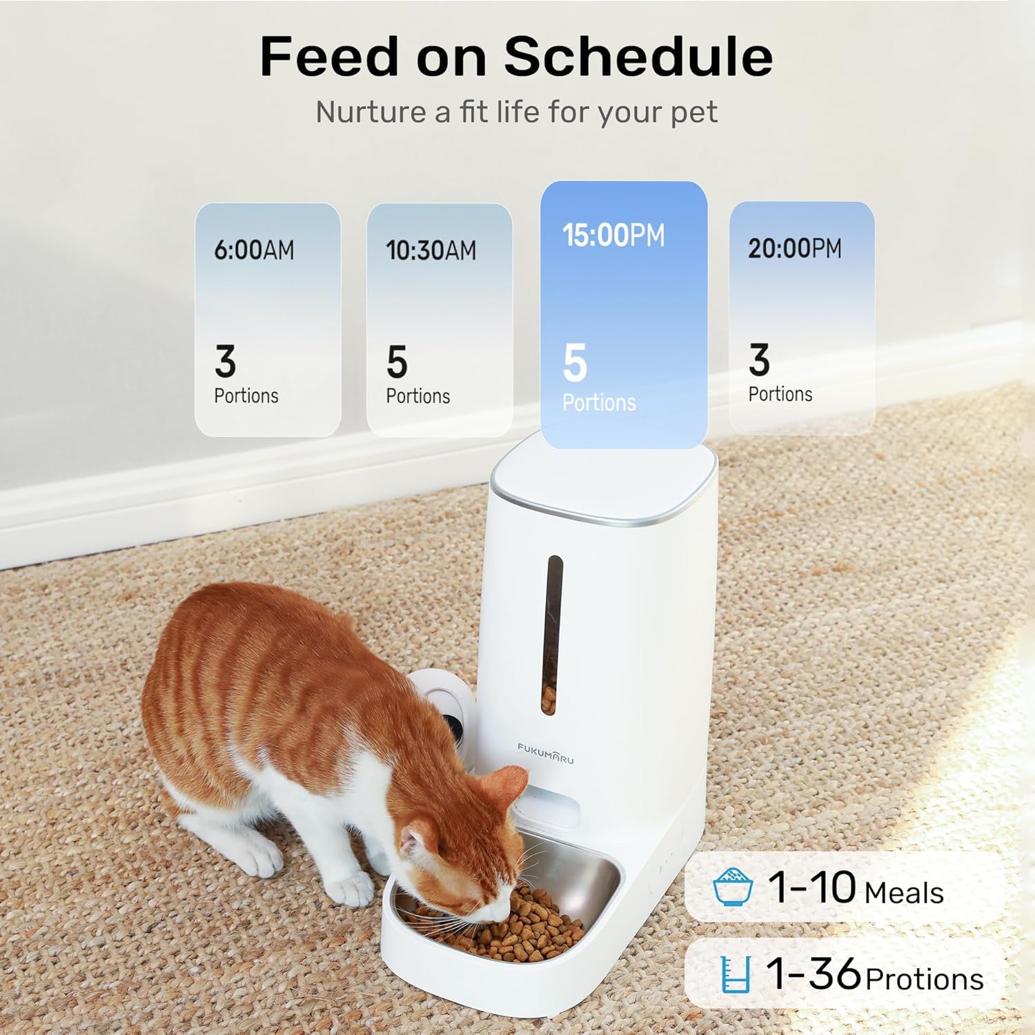 Thumbnail 2 de FUKUMARU Automatic Cat Feeder with Camera (1080P HD, Night Vision) with 5G WiFi App Control