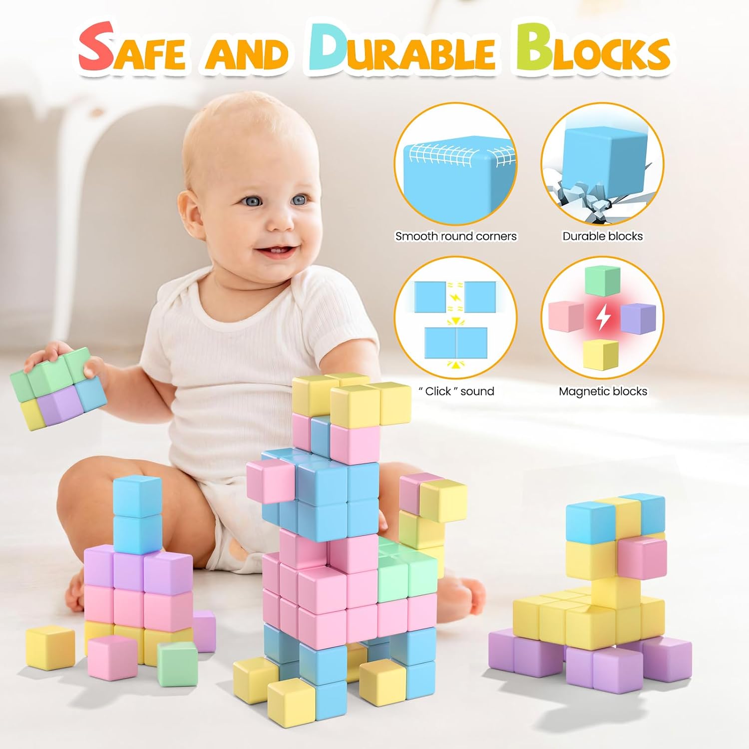 Thumbnail 3 de Magnetic Blocks 30 PCS: Large Magnetic Building Blocks for Toddlers