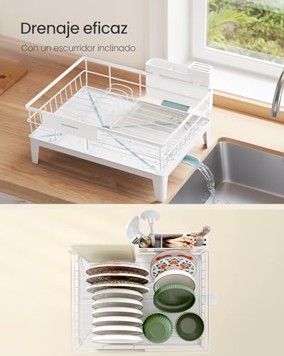 Detalle 2 de SONGMICS Escurreplatos para Encimera KCS550WG01 (Blanco Nube): drenaje giratorio 360° y extensible