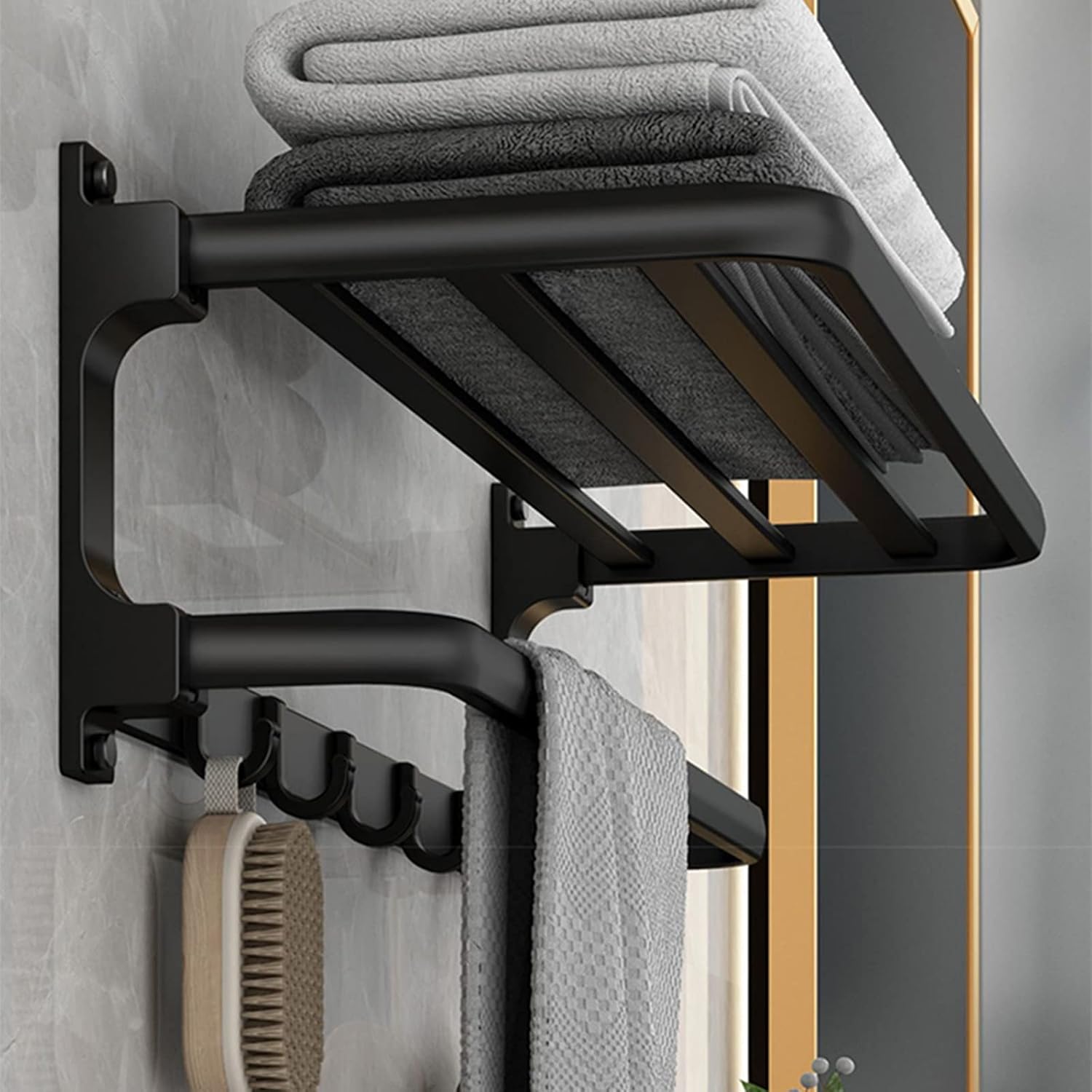 Detalle de Toallero adhesivo de pared 58 cm negro