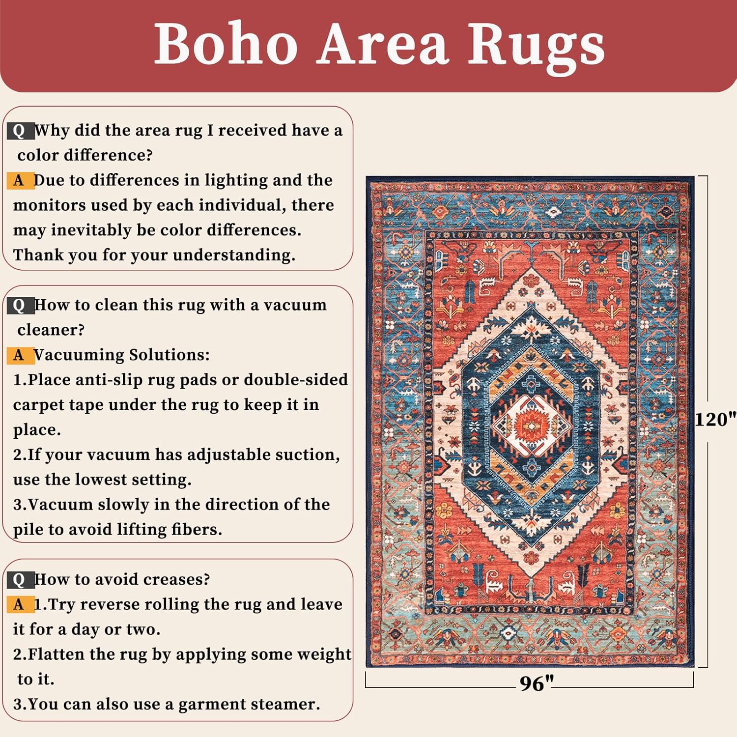 Detalle 2 de SERISSA 8x10 Washable Rug 🏡