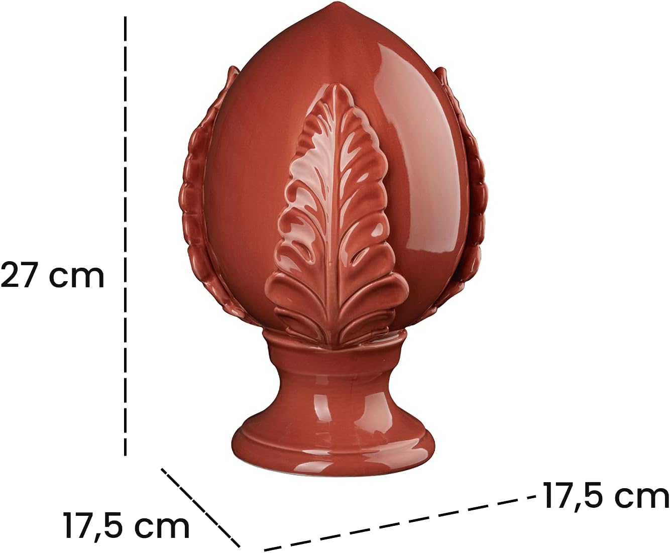 Thumbnail 1 de Baroni Home Pumo Pugliese en Porcelaine peint à la main – Pomo décoratif rouge corail XL 17,5x17,5x27 cm
