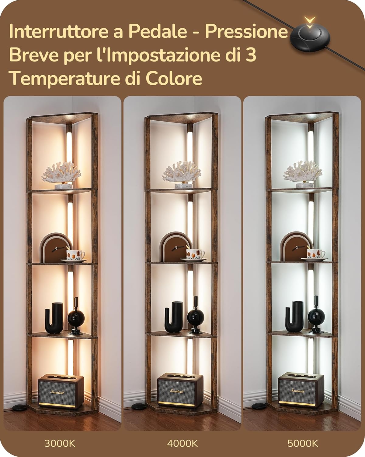 Thumbnail 2 de EDISHINE Lampada da Terra con Ripiani: illuminazione modulare e stile discreto per soggiorno