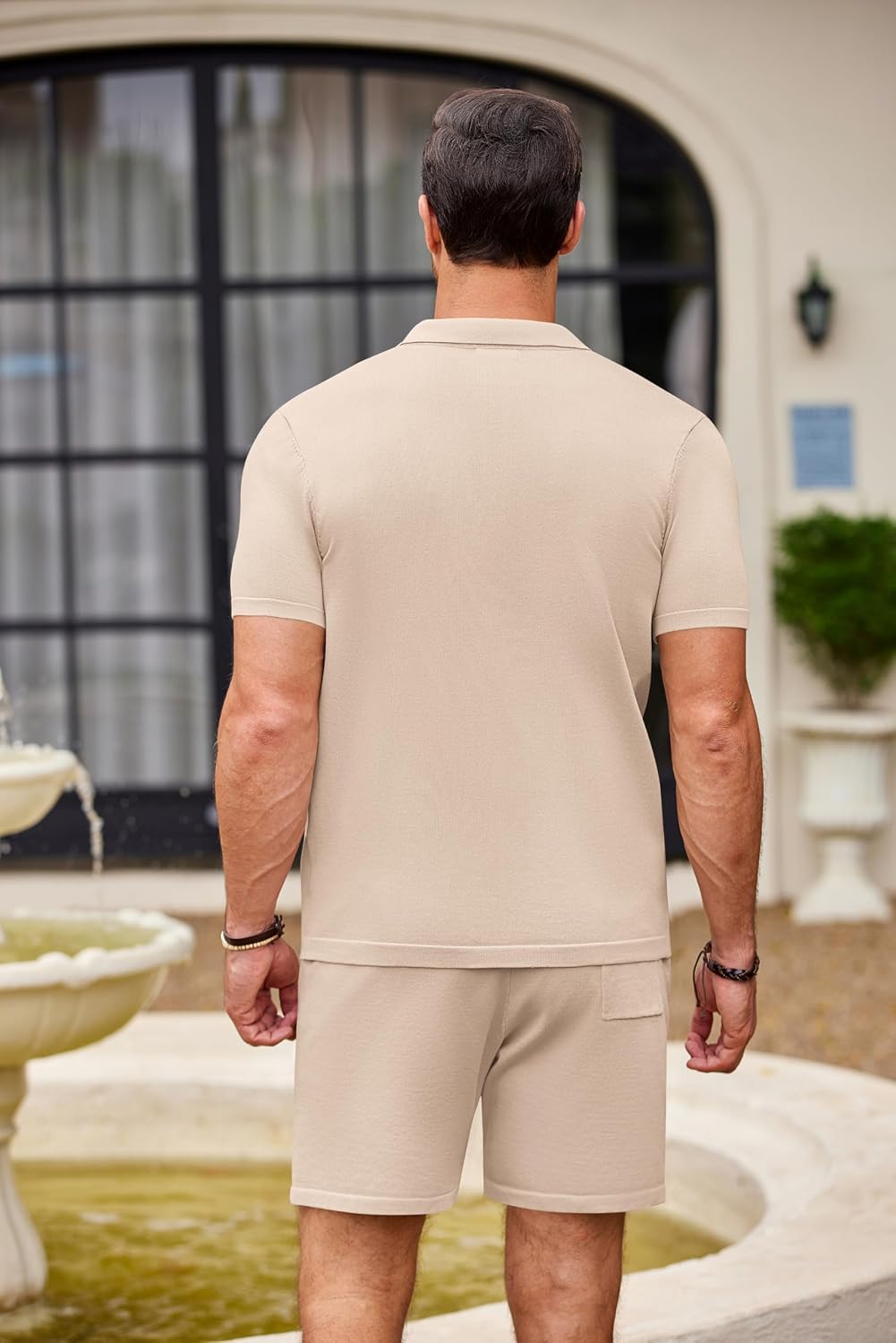 Thumbnail 6 de COOFANDY Men’s Vintage 2-Piece Knit Polo & Beach Shorts Set (Short Sleeve Button-Down)