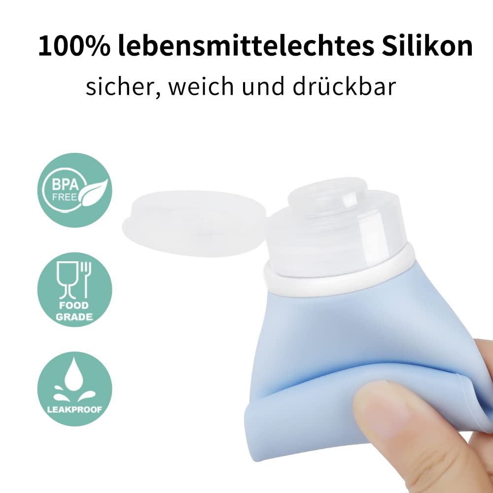 Detalle de Opret 100ml Silikon Reiseflaschen Set, 3 Stück – Auslaufsicher, BPA-frei, TSA-geprüft