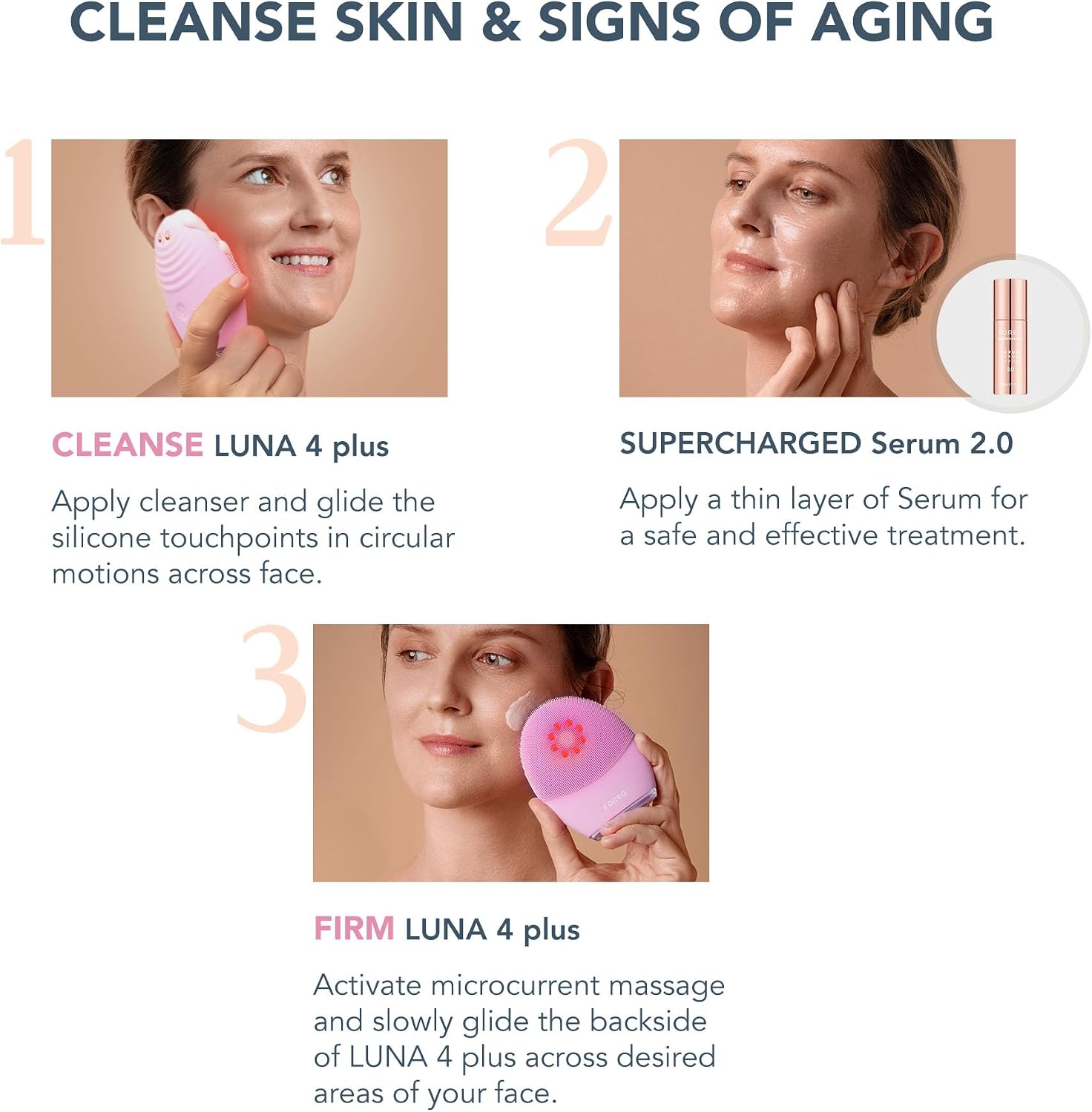 Thumbnail 2 de FOREO Firm & Clean Ensemble Luna 4 Plus : brosse visage + sérum 2.0 avec thérapie par lumière proche infrarouge et micro-courant