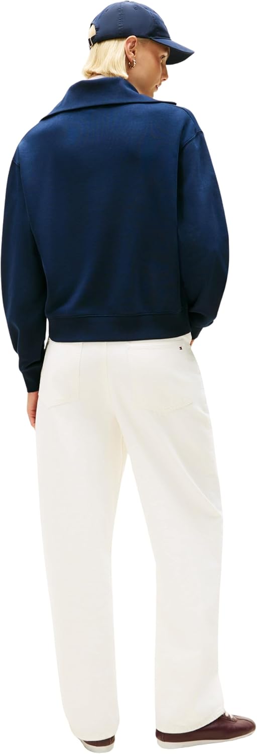 Detalle de Tommy Hilfiger Women's TH Script Half Zip Terry Sweatshirt