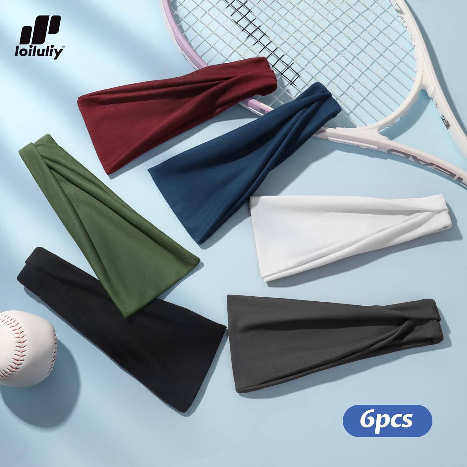 Thumbnail 6 de Loiluliy Stirnband Damen Sport – 6er Pack breit, elastisch und schweißableitend