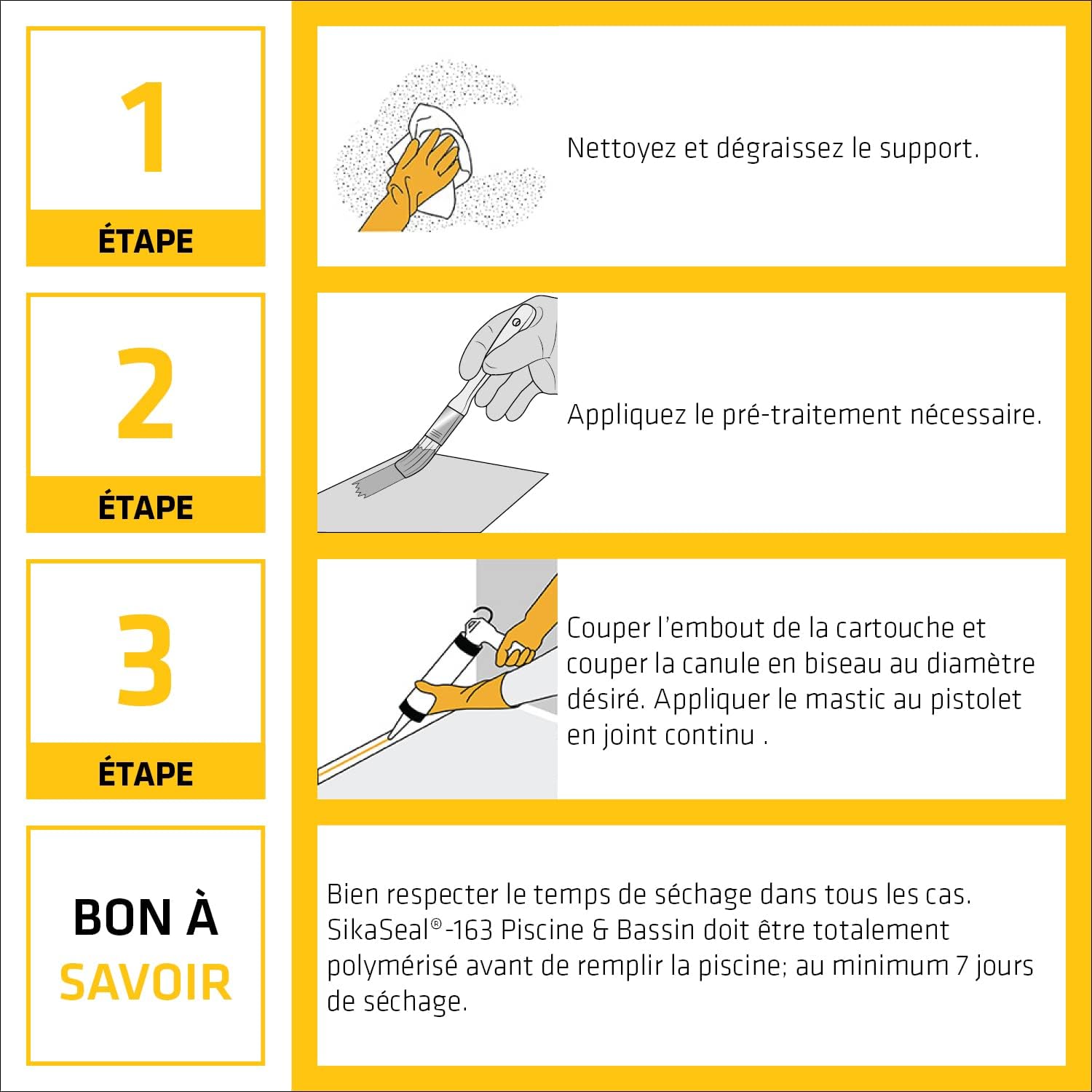 Thumbnail 3 de SikaSeal-163 Mastic Silicone spécial immersion – Jointoiement piscine et bassins blanc (300 ml) par SIKA