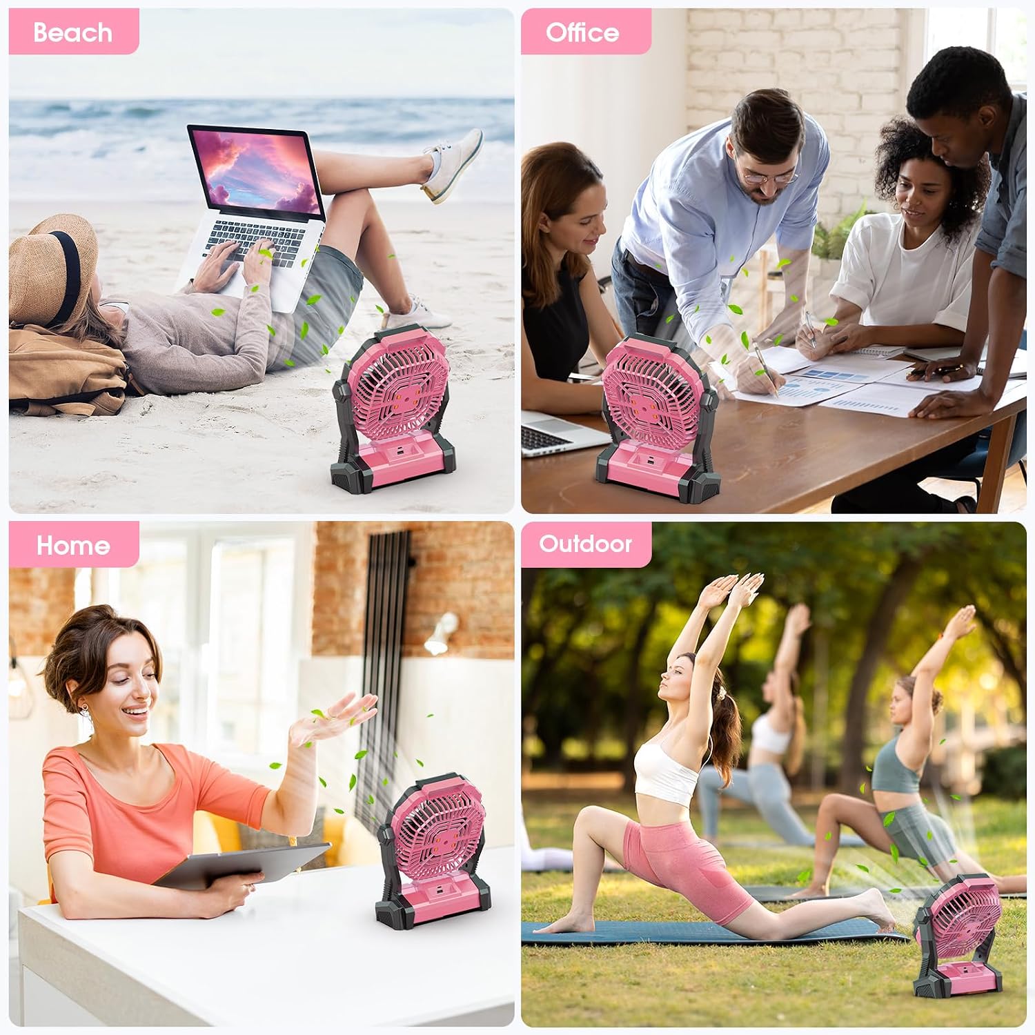 Thumbnail 6 de ONLYNEW 20000mAh Portable Fan with LED Lantern, USB-C Charging, Pink