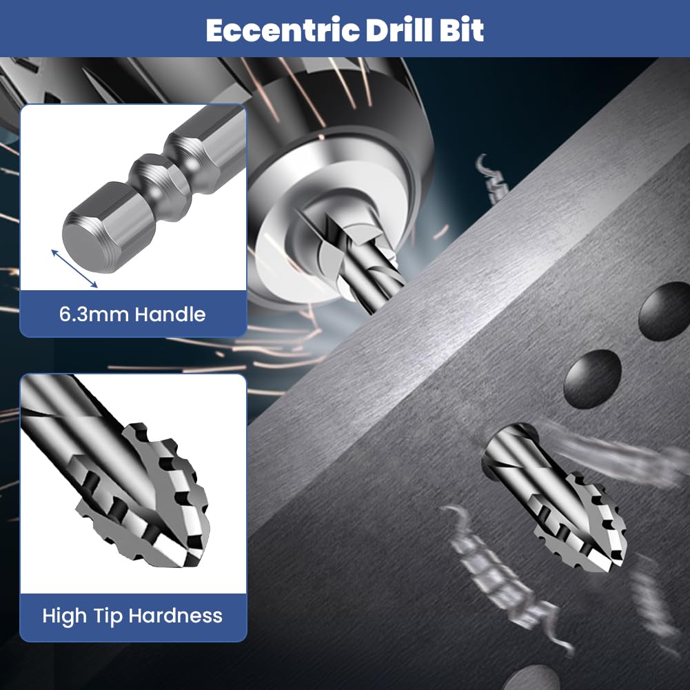 Detalle 2 de Flintronic set punte per piastrelle esagonale con dentatura a 4 taglienti (6 pezzi) Ø 4–12 mm per ceramica, vetro, legno e altro