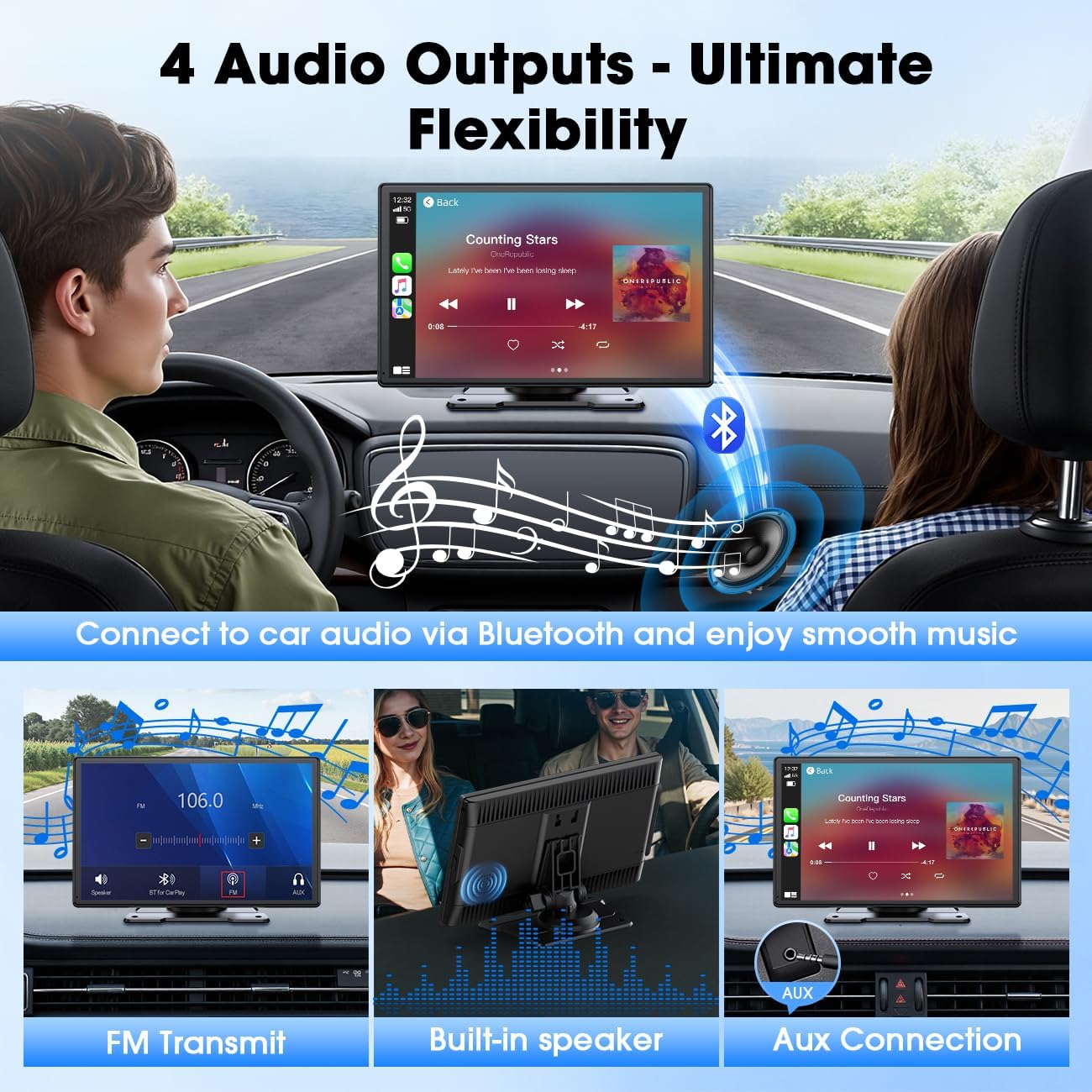 Thumbnail 3 de Topexplore 9-Inch Wireless CarPlay & Android Auto Car Screen with Bluetooth, Mirror Link, and Voice Control