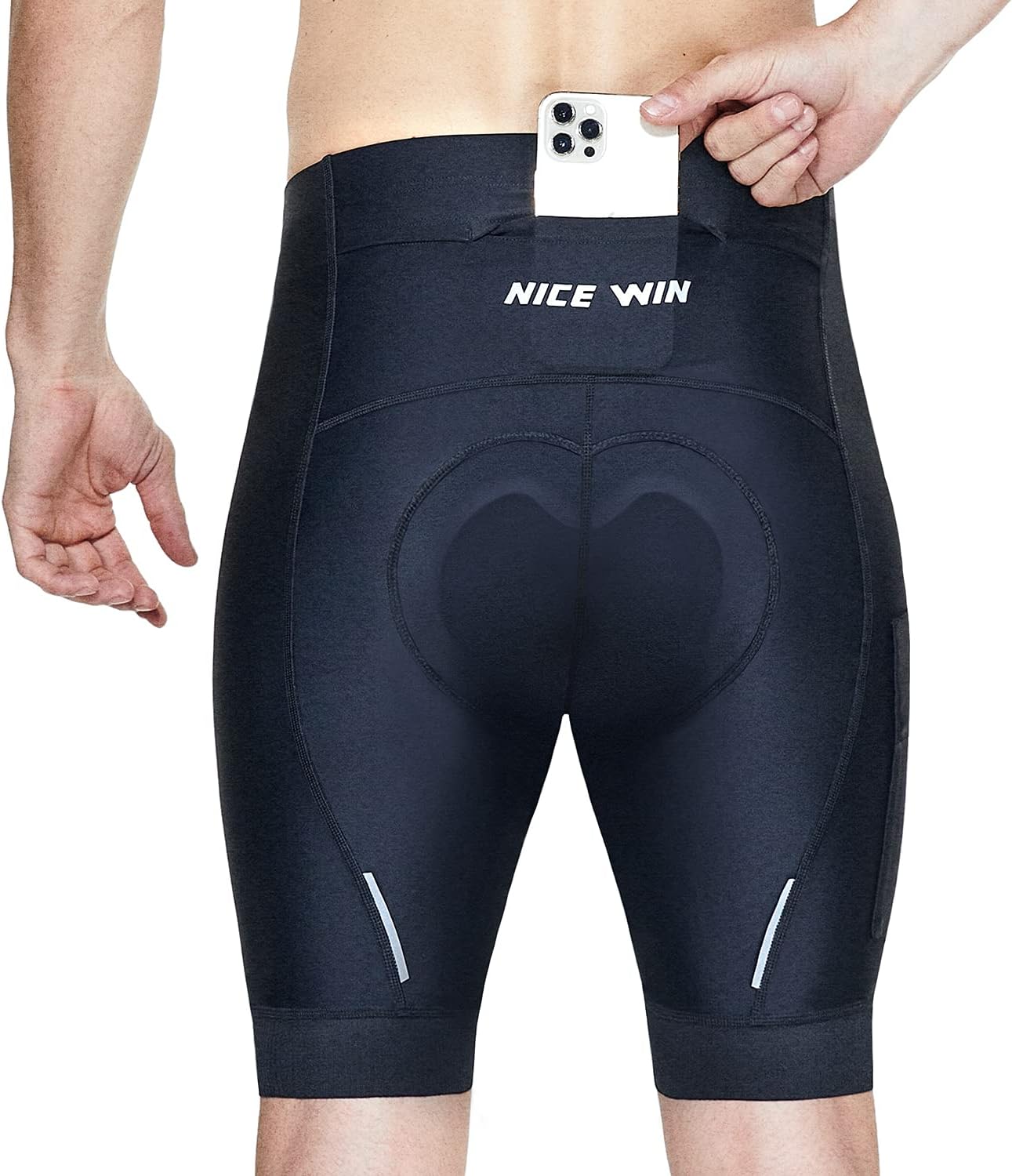 Detalle 2 de NICEWIN pantaloncini da ciclismo e motociclismo da uomo con imbottitura 3D e asciugatura rapida