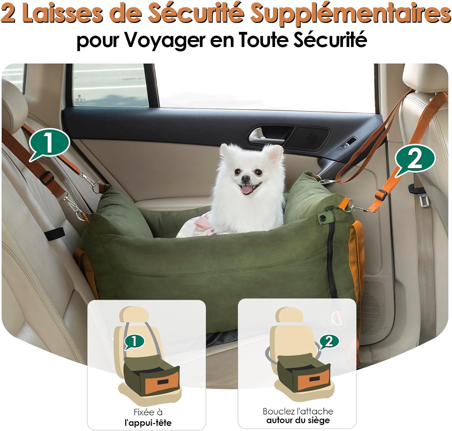 Thumbnail 3 de Siège auto pour chien petit et moyen moins de 15 kg avec panier extensible – Siege Auto Chien Voiture portable