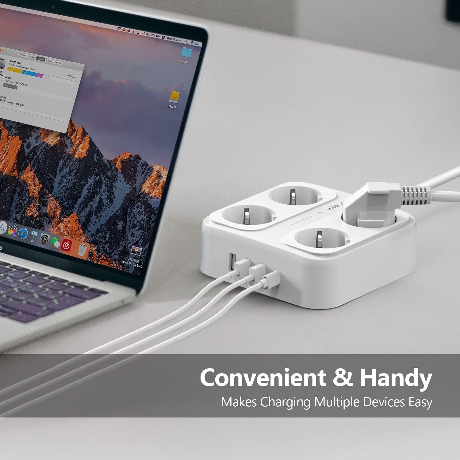 Thumbnail 6 de JSVER Steckdosenleiste Überspannungsschutz 4 Fach mit USB-C & USB-A, 5 m Kabel