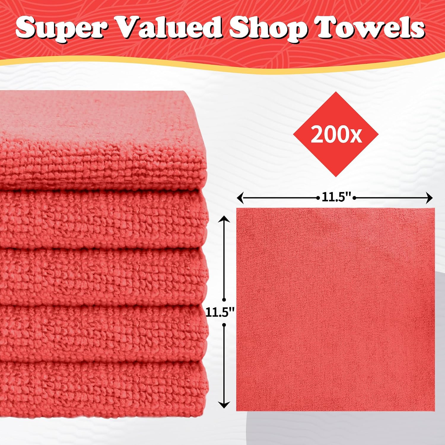 Detalle de FIXSMITH FM-JLC25-200PK-R Microfiber Cleaning Cloths, Red, 200-Pack