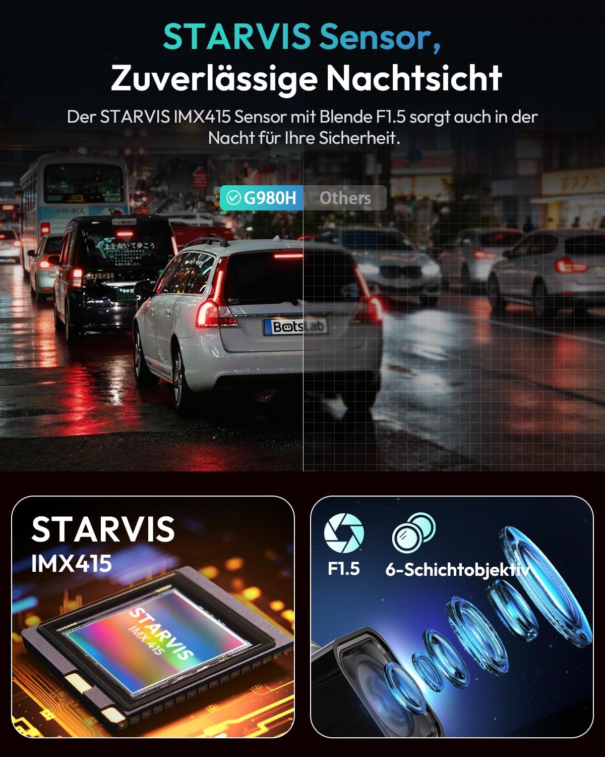 Thumbnail 2 de BOTSLAB Dashcam Auto vorne/hinten 4K mit GPS, WiFi und Dual-Kamera