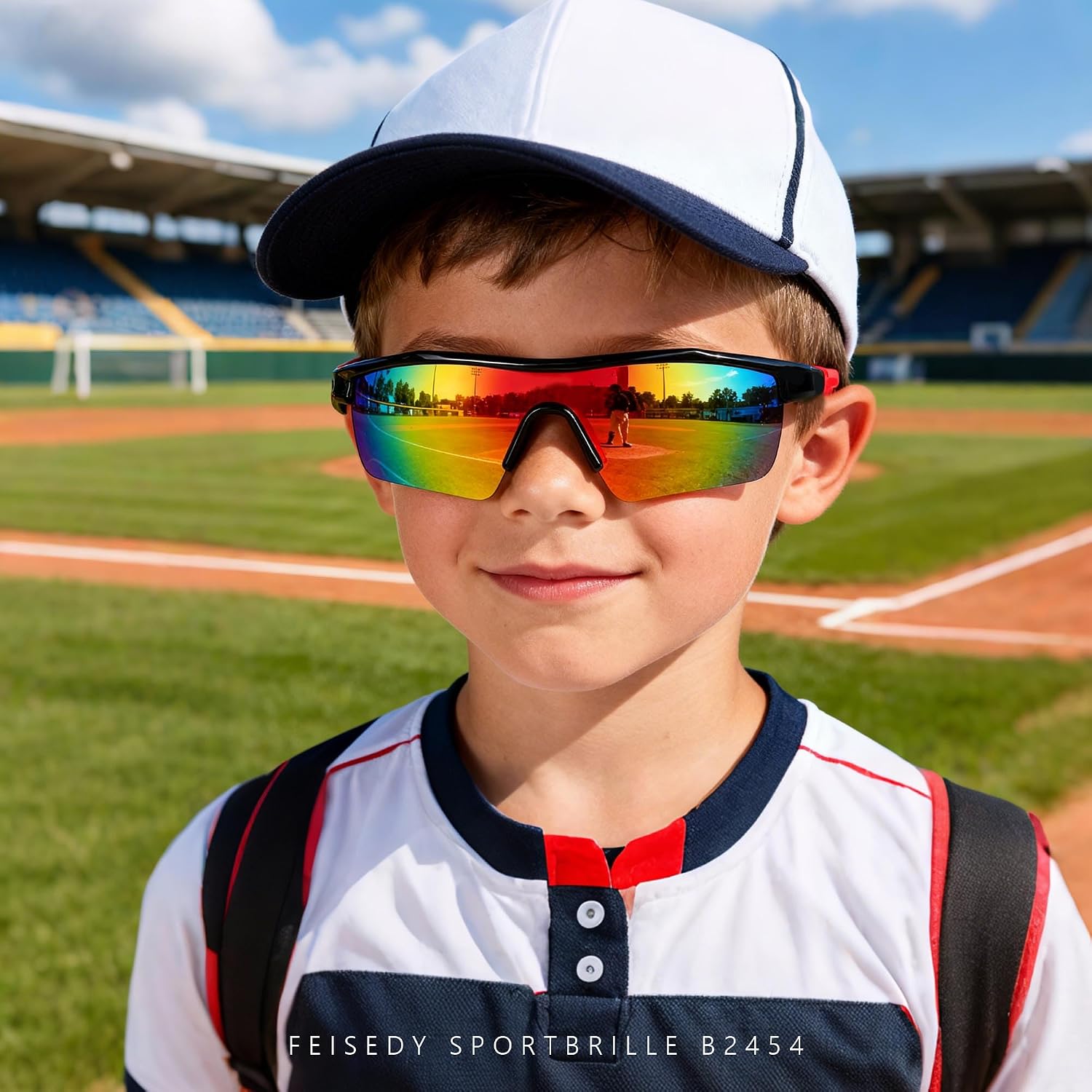 Detalle de FEISEDY Kids Polarised Sports Sunglasses: Lightweight TR90 Frame for Active Children (B2454)