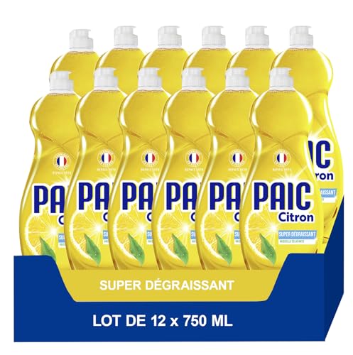 Detalle de Paic Liquide Vaisselle Éclat Citron – Lot 12 x 750 ml, dégraissant et parfumé