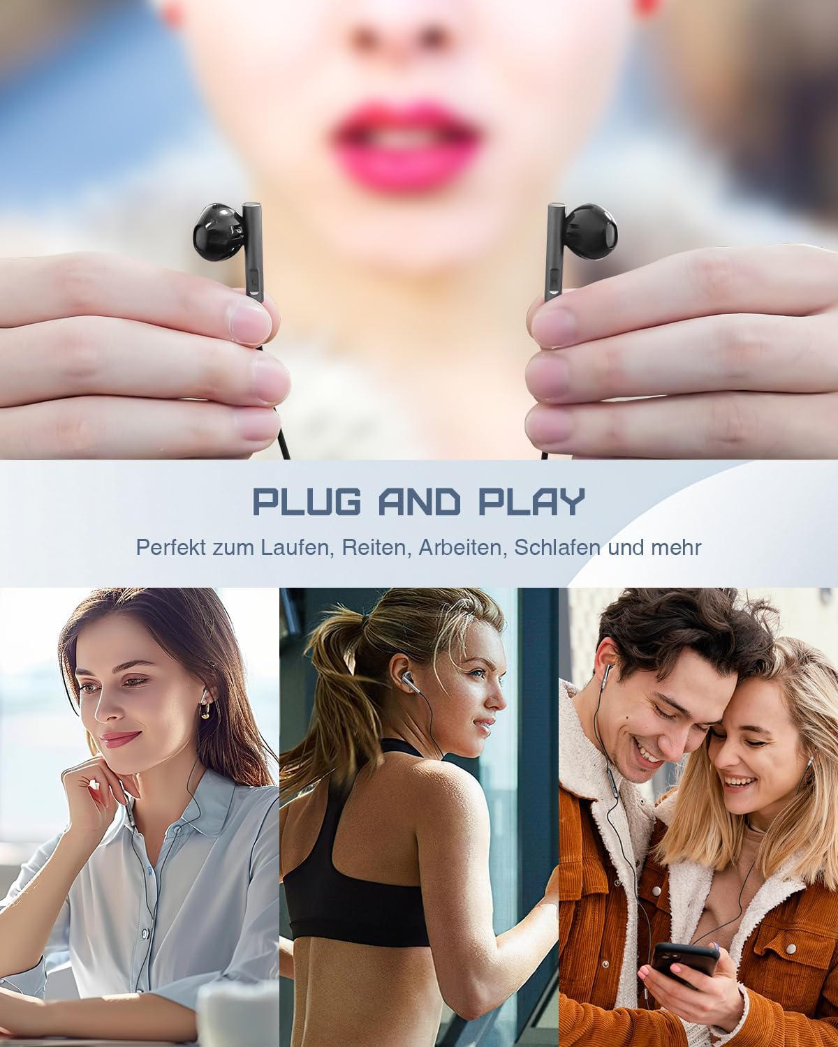Detalle 2 de Kopfhörer USB‑C für Samsung & Co. – Hi‑Fi Stereo, Mikrofon, DAC‑Chip