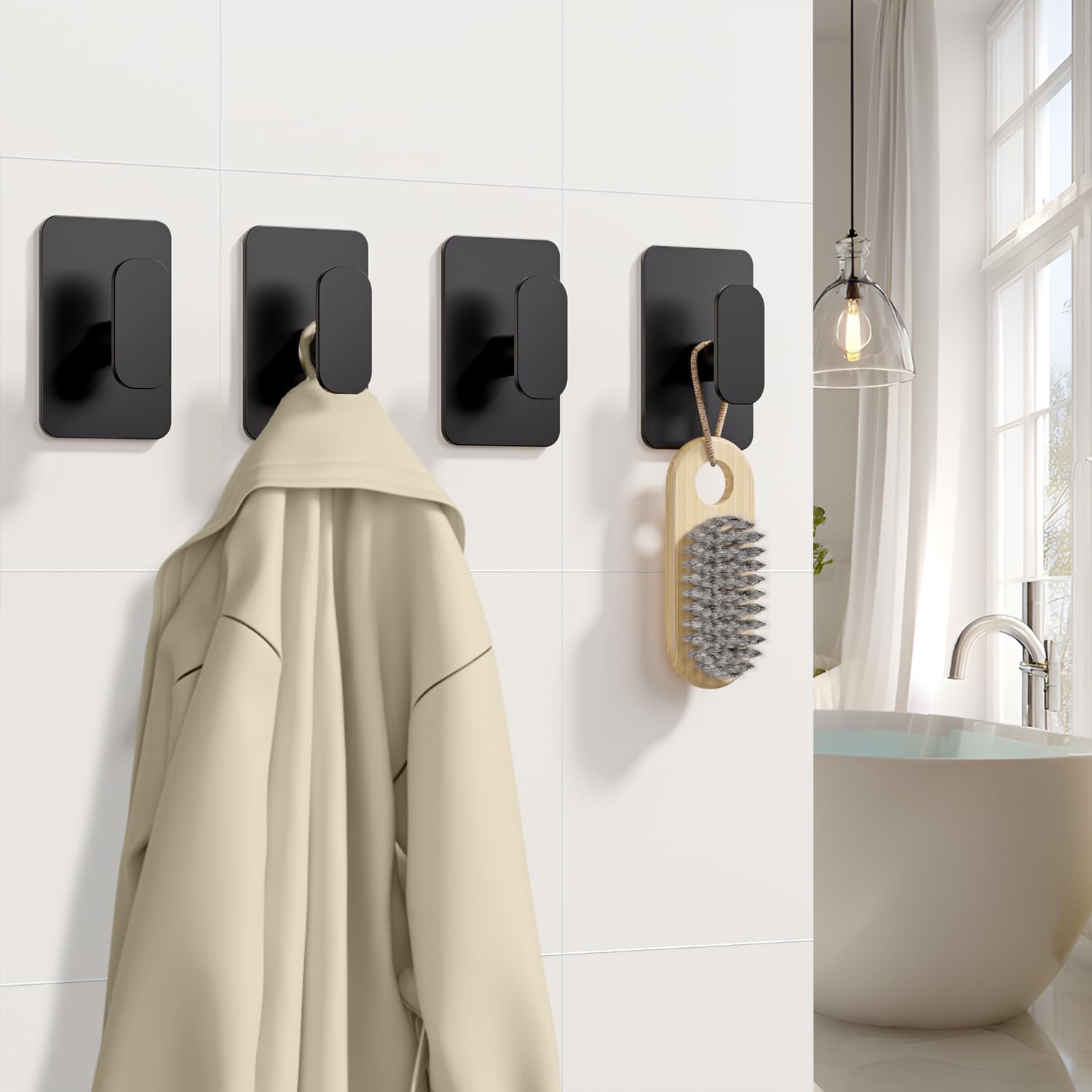 Detalle 2 de Aikzik 4 Pack Large Self Adhesive Hooks 12kg