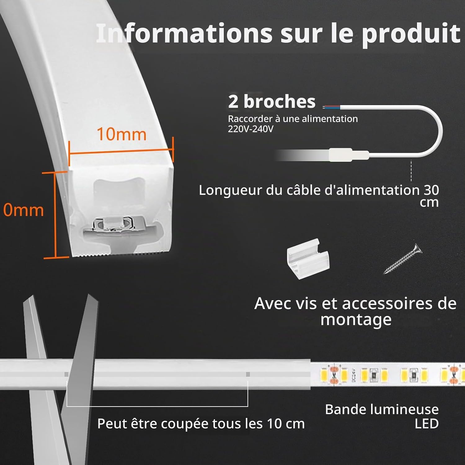Detalle 2 de SUCIKORIO DL756-5m-3000K ledstrip van siliconen, 5 m, 220-240 V, IP65