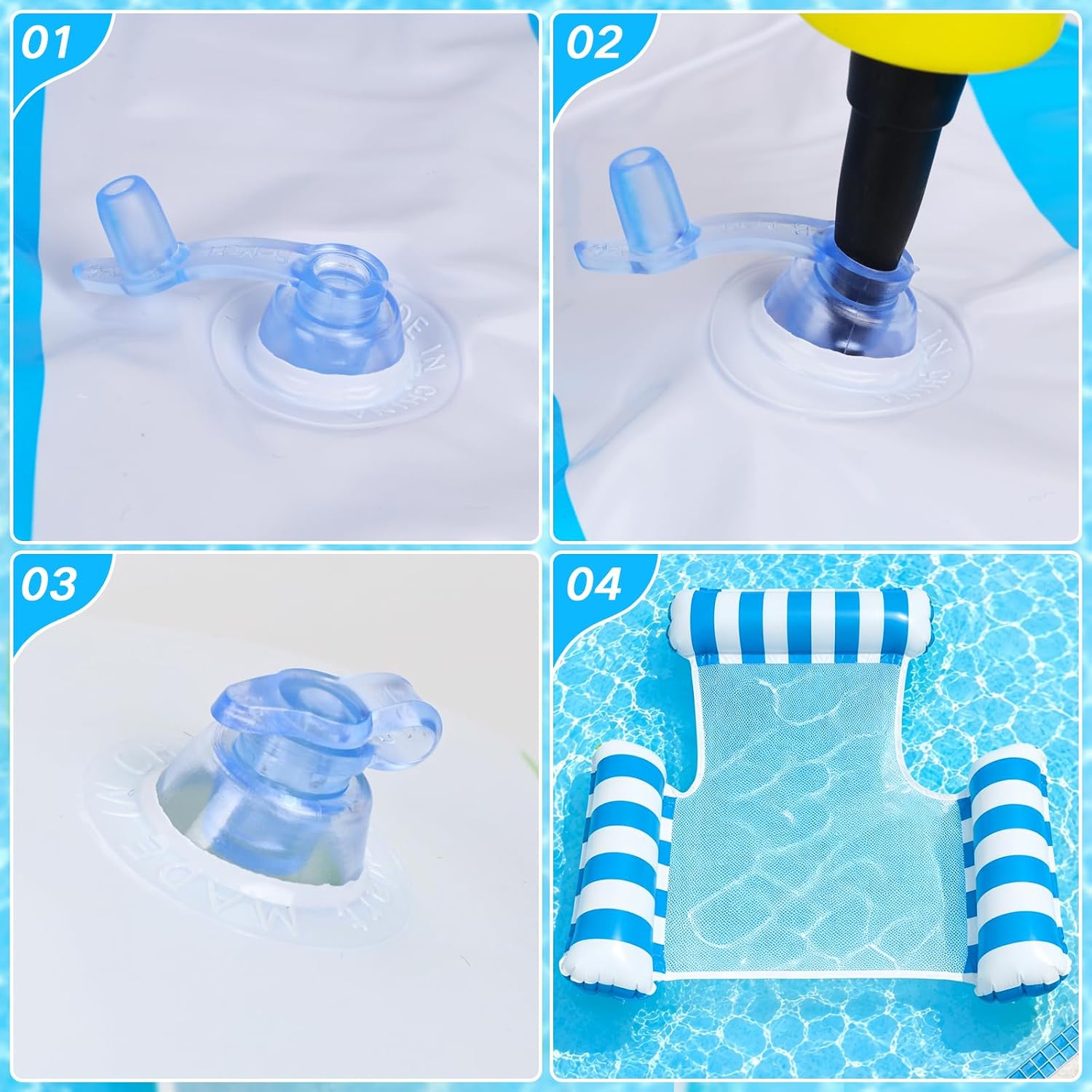 Thumbnail 5 de Wudyfei 4-in-1 Inflatable Pool Chair (2 Pack) – Blue & Red, Air Pump Included
