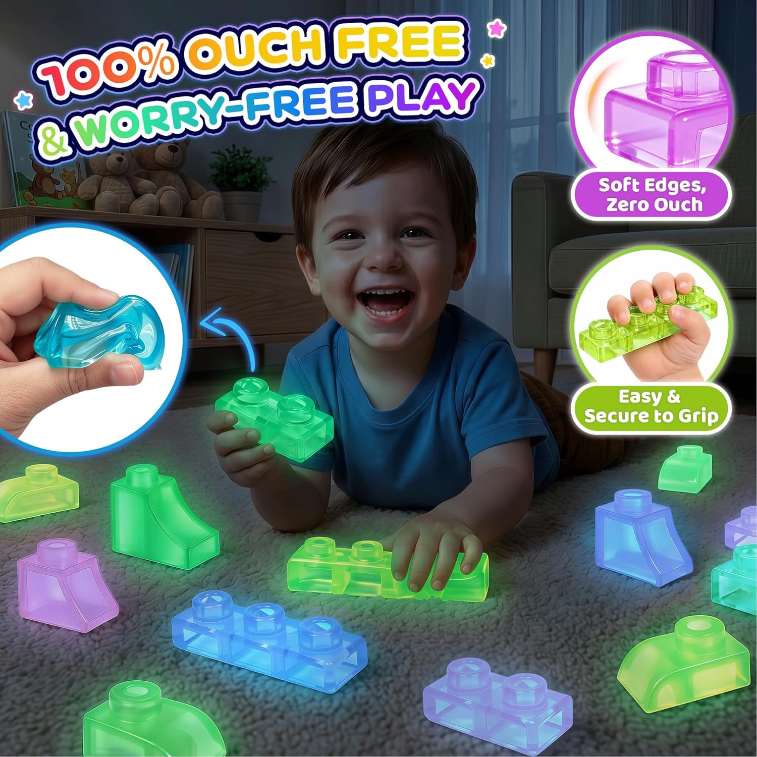 Thumbnail 2 de Dream City 57Pcs Glow in the Dark Building Blocks for Toddlers