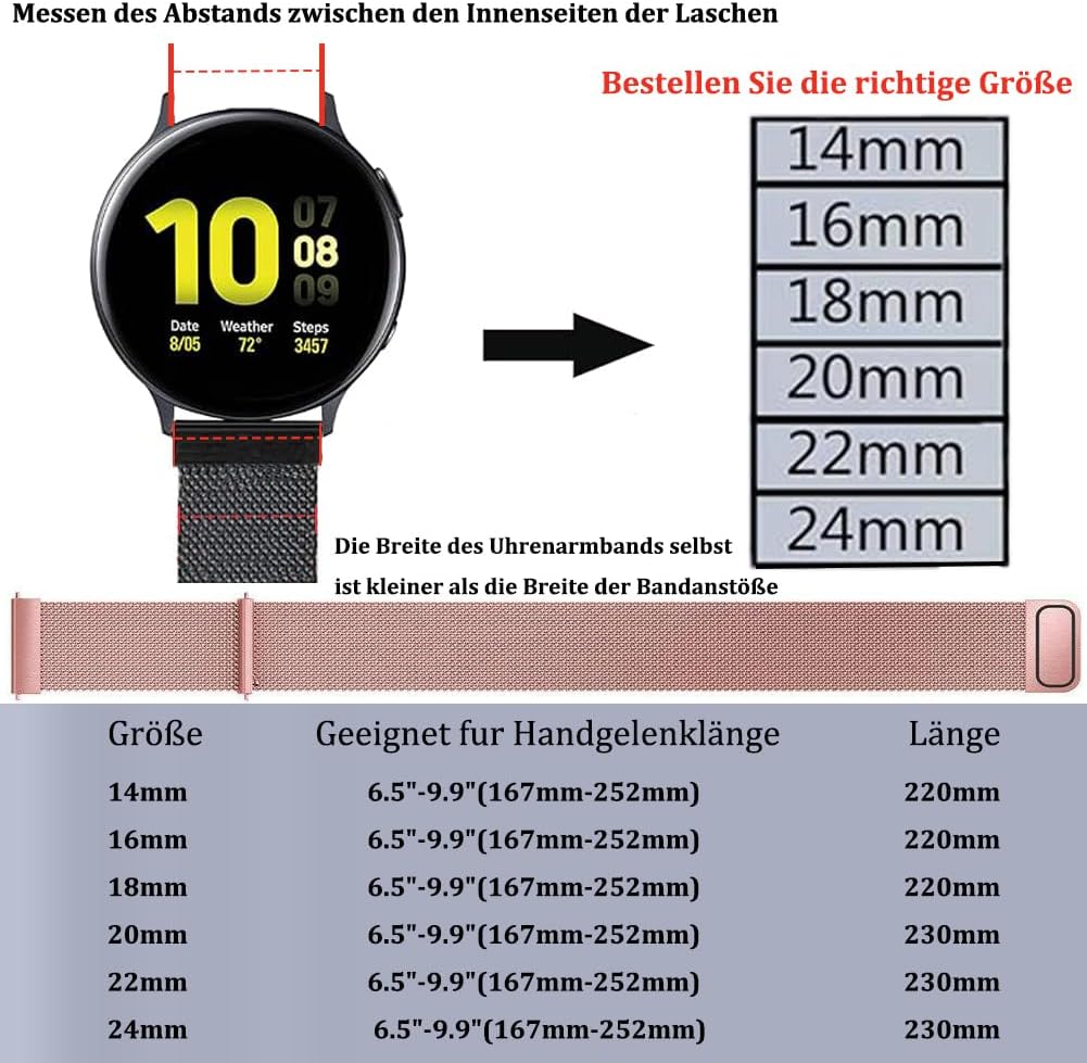 Thumbnail 2 de PDSQL Edelstahl Mesh Uhrenarmband mit Magnetverschluss – Ersatzband für Smartwatch & klassische Uhren
