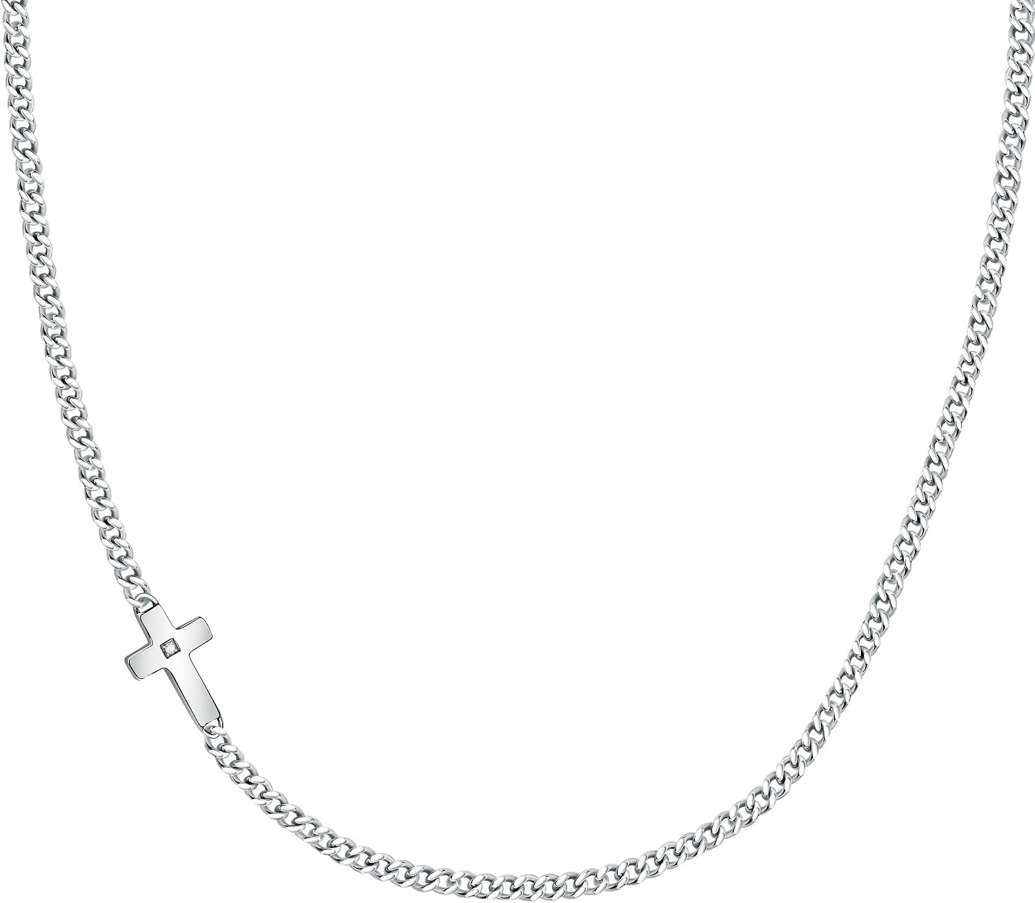 Detalle de Morellato CROSS Collana Uomo in Acciaio, Zirconi – SKR62
