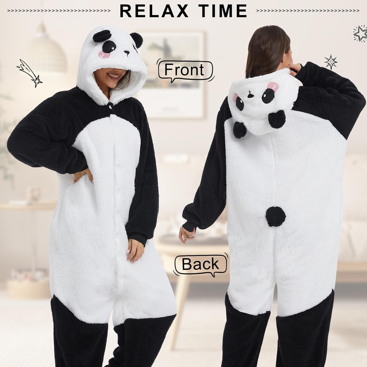 Thumbnail 1 de Luojida combinaison pyjama pilou pilou kigurumi (grenouillère) adulte avec poches et chapeau