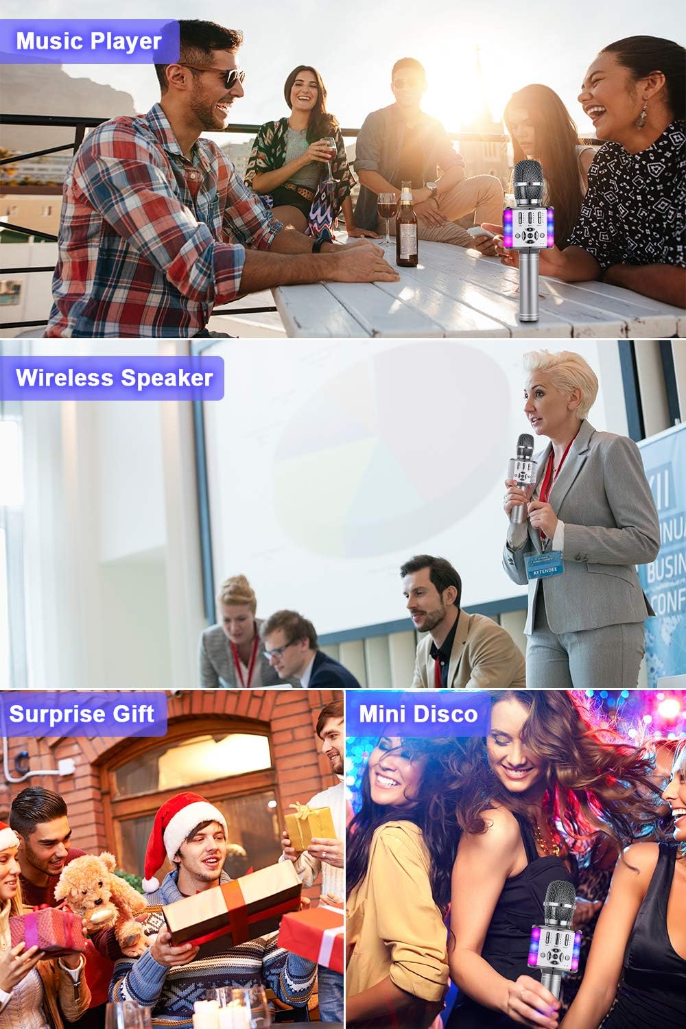 Thumbnail 6 de BONAOK Bluetooth-Mikrofon für Kinder mit LED 🎤