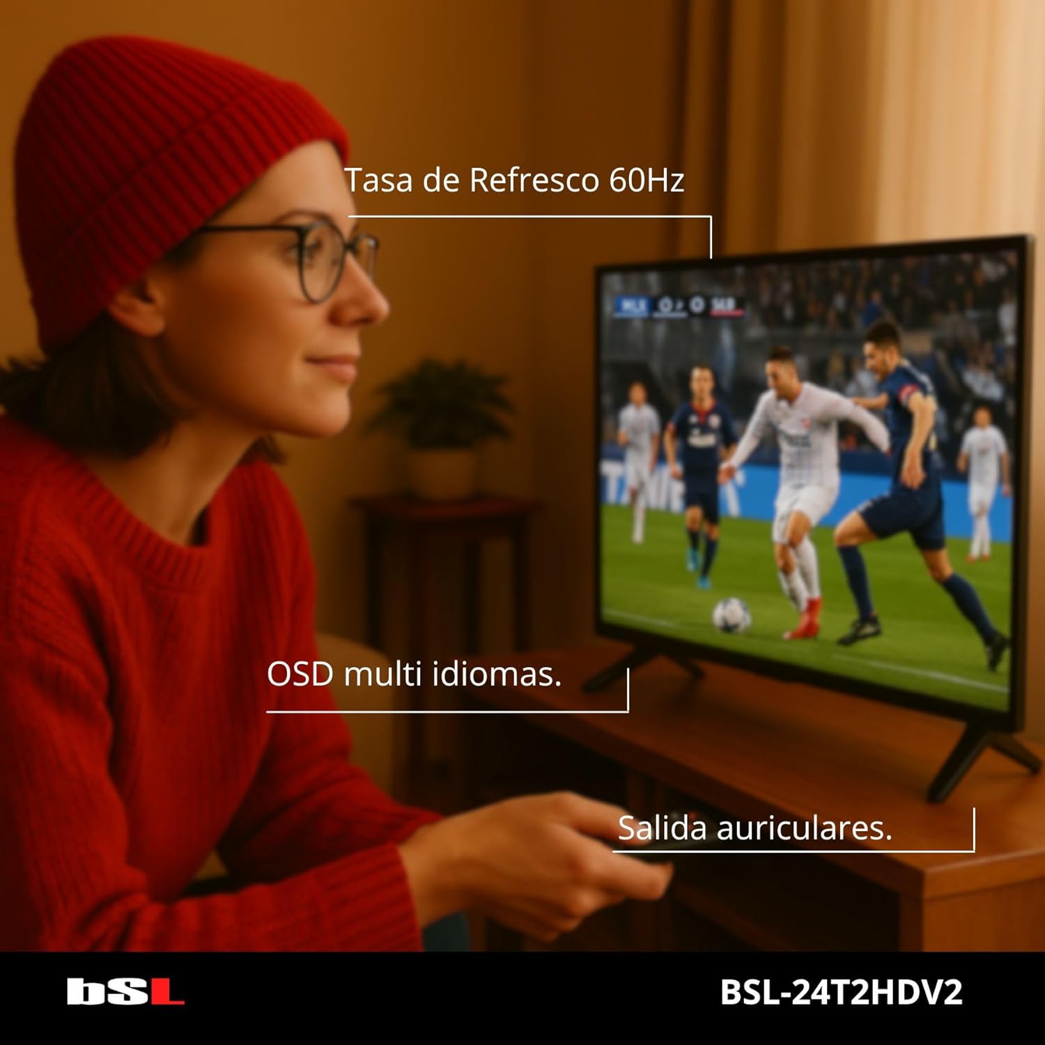 Thumbnail 4 de TV 24" BSL-24T2HDV2: LED HD 1366x768, DVB-T2/S2, 60 Hz, USB e HDMI