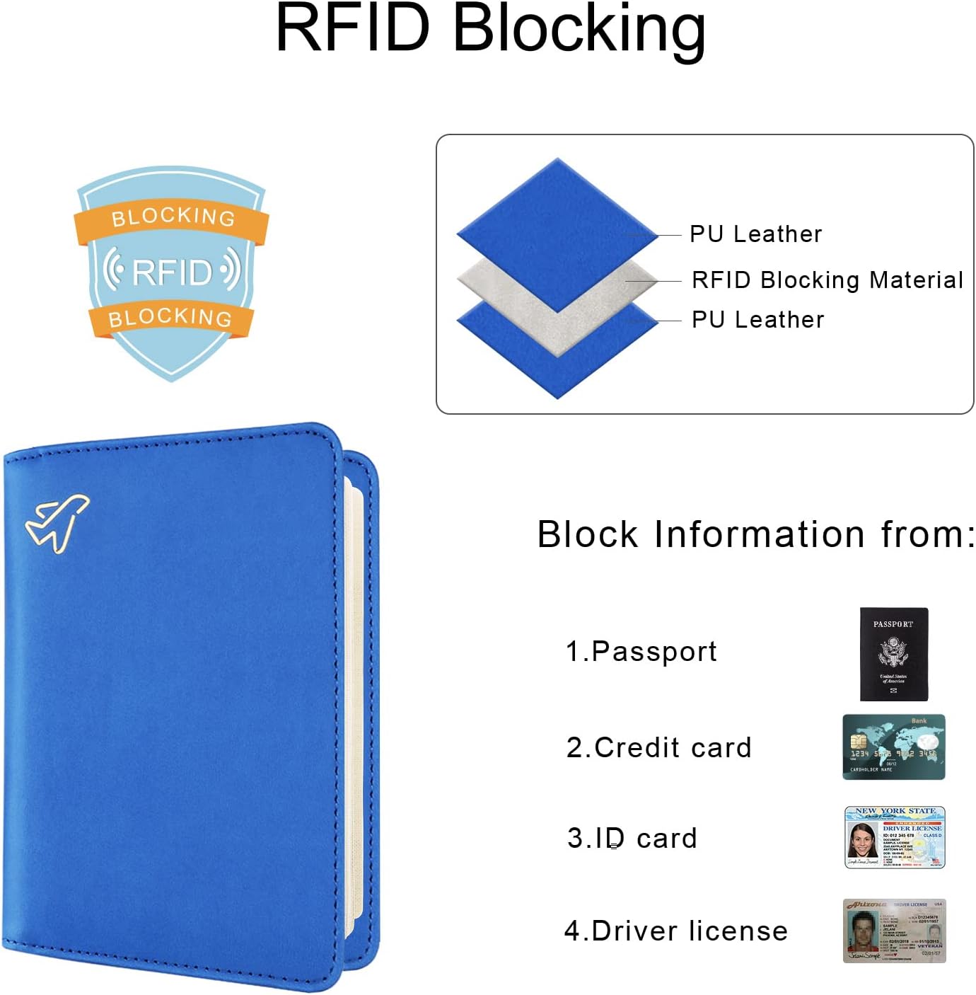 Thumbnail 2 de WALNEW Passport Holder: PU Leather Travel Passport Cover with RFID Shield and Card Slots
