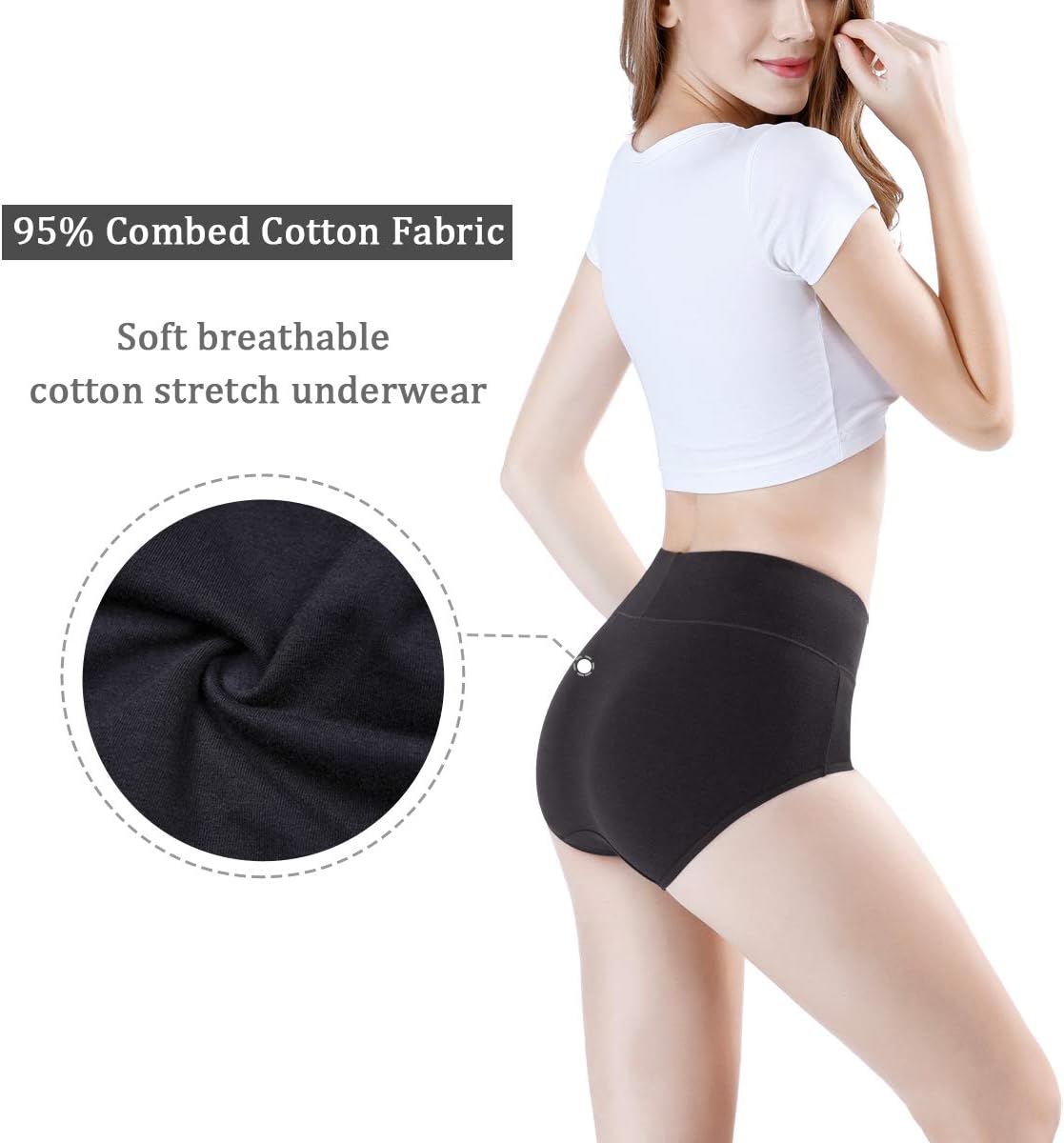 Detalle 2 de wirarpa Braguitas Culotte Algodón Cintura Alta XS‑5XL