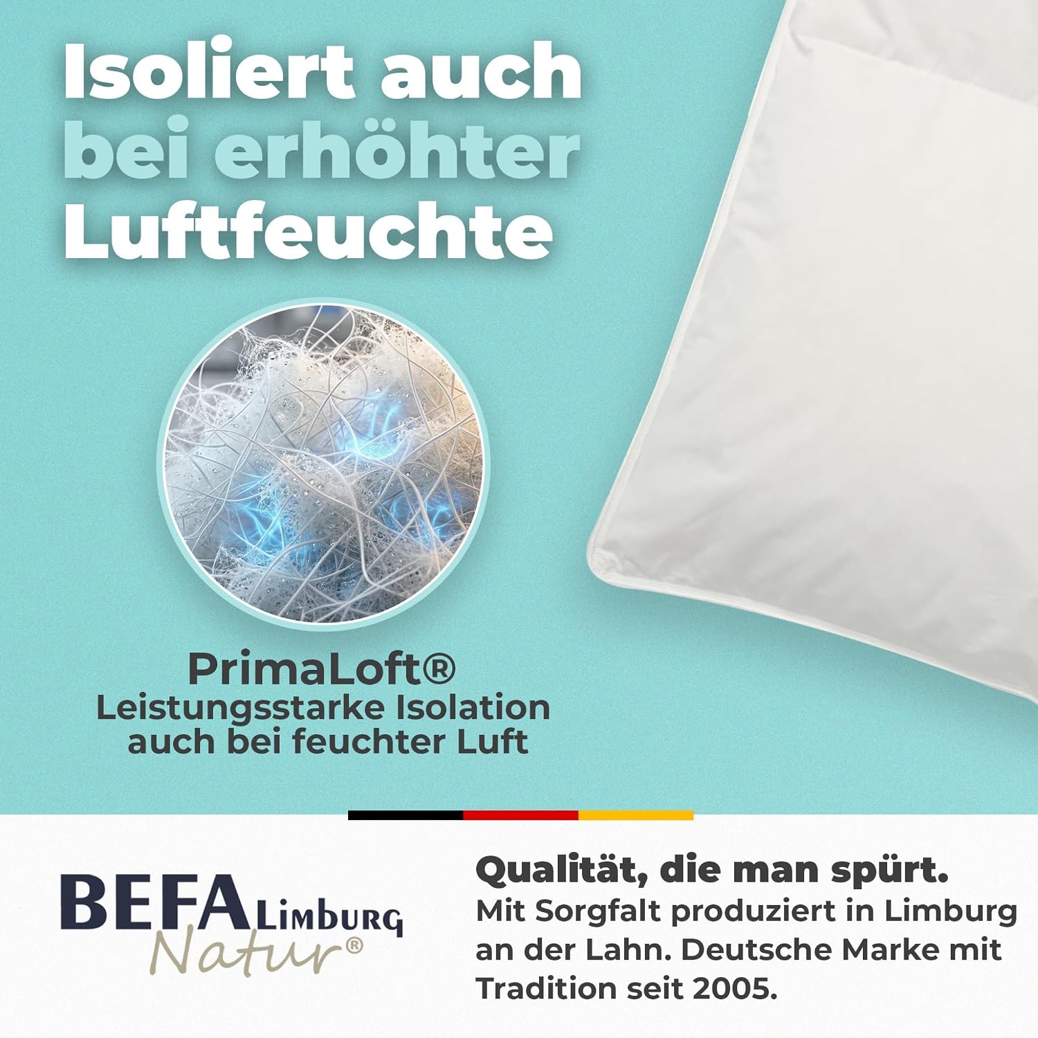 Detalle 2 de BEFA NATUR 4648 zomerdekbed 200 x 200 cm met PrimaLoft-vulling