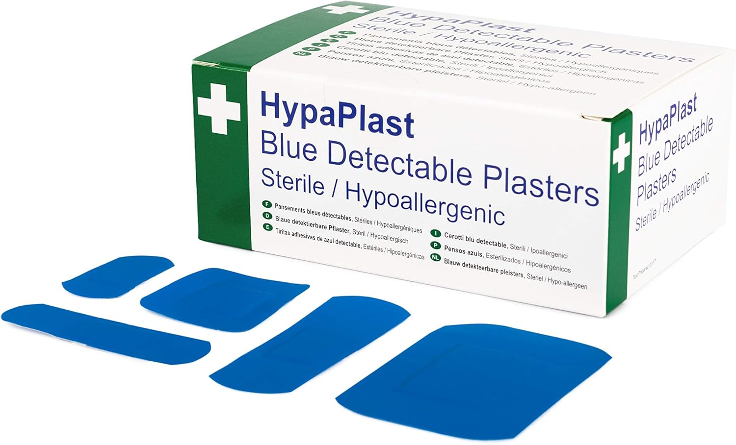 Detalle de HypaPlast Blue Catering Chef's Plasters Assorted Pack – 100 Plasters