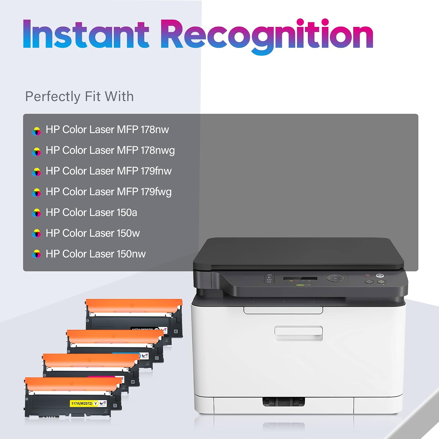 Thumbnail 1 de ONLYU 117A kompatibles Toner-Set für HP Color Laser MFP 178/179/150 – Schwarz, Cyan, Gelb, Magenta (W2070A–W2073A)