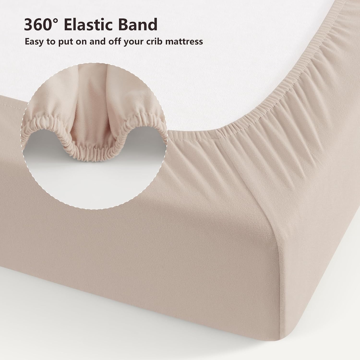 Detalle de Susurration Next to Me Crib Sheets 120x60cm (2 Pack) – Breathable Microfibre Fitted Sheets in Sand Beige