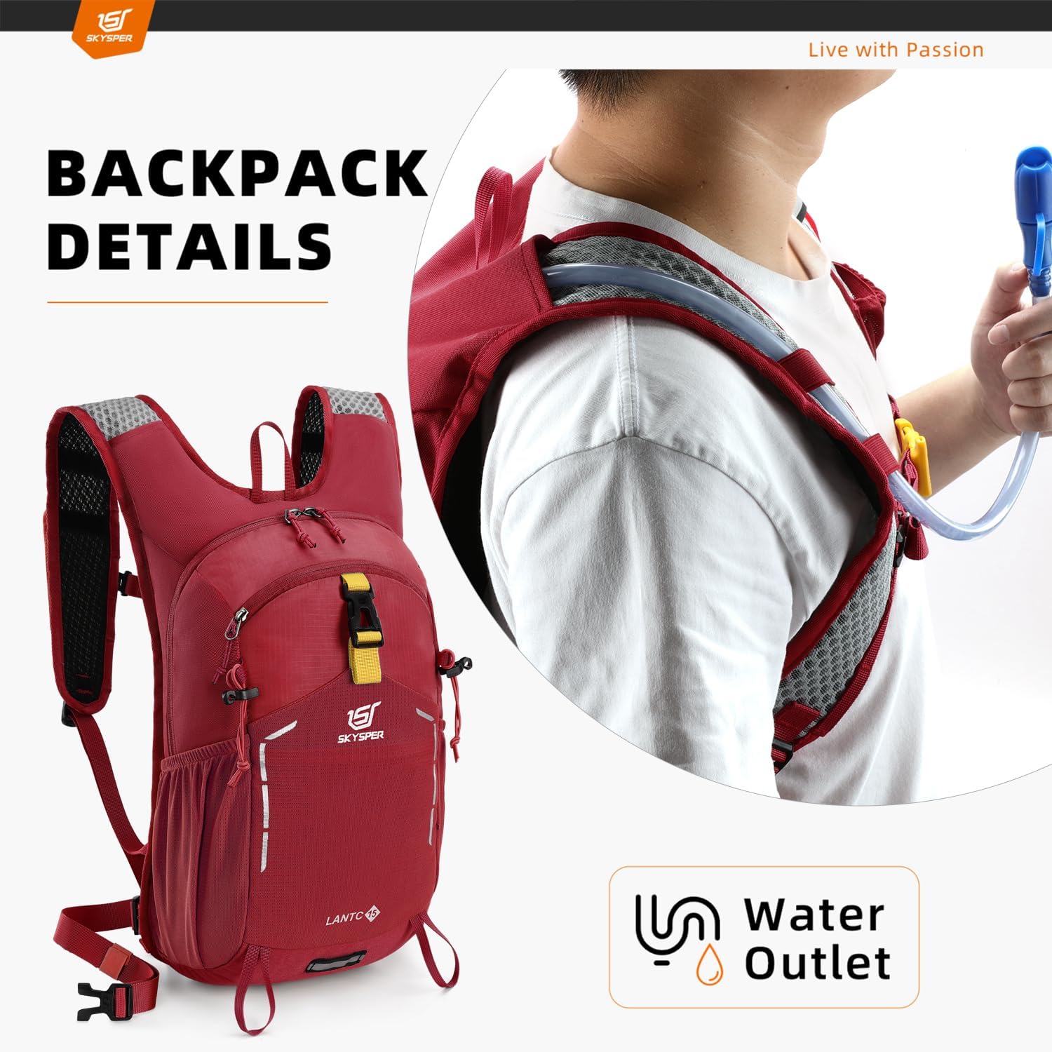 Thumbnail 4 de SKYSPER Wanderrucksack 15L für Herren – leichter Tagesrucksack für Wandern, Ausflüge und Reisen
