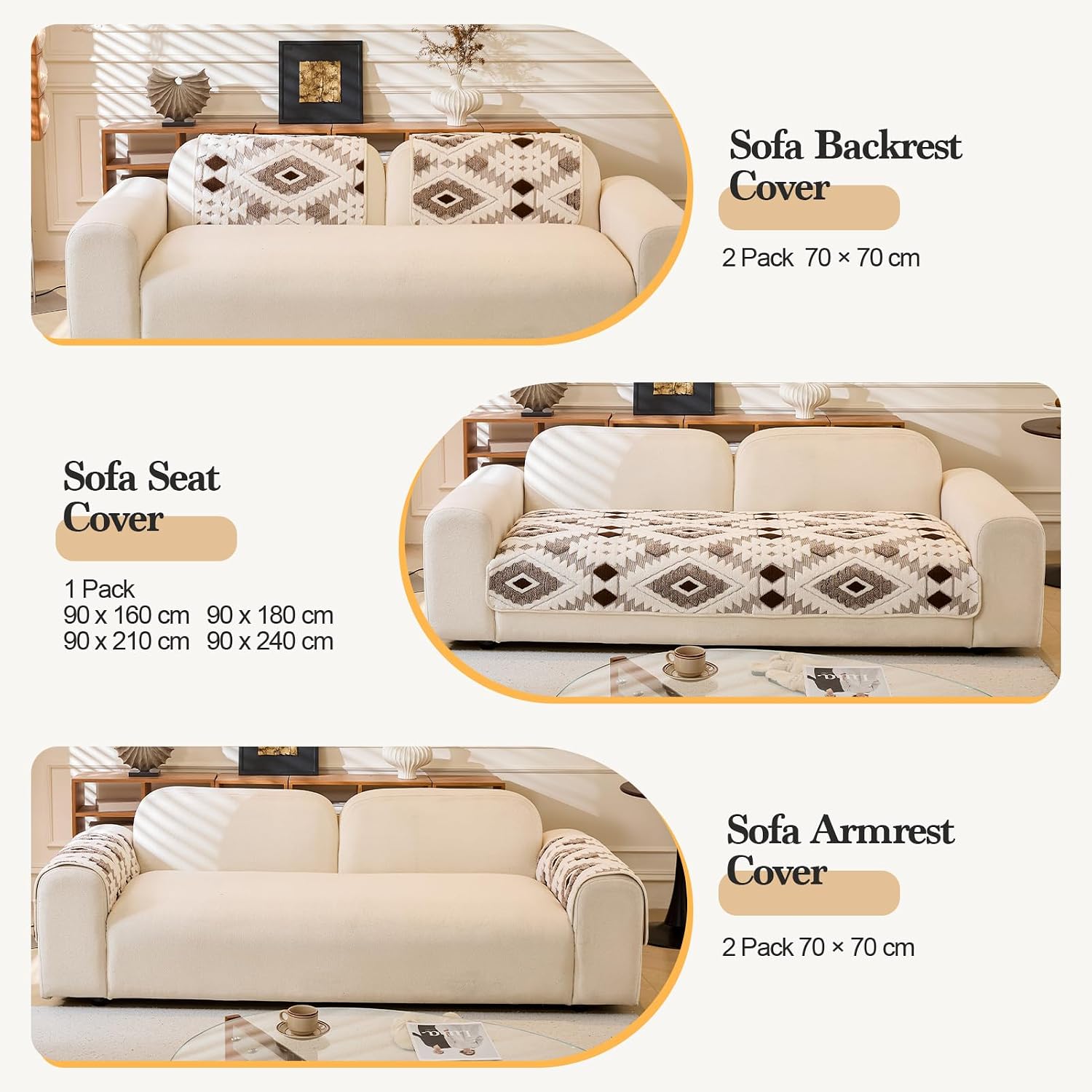 Detalle de WEYOND Boho Sofa Cover for Dogs (90 x 160 cm) – Soft Plush Non-Slip Couch Protector in Coffee