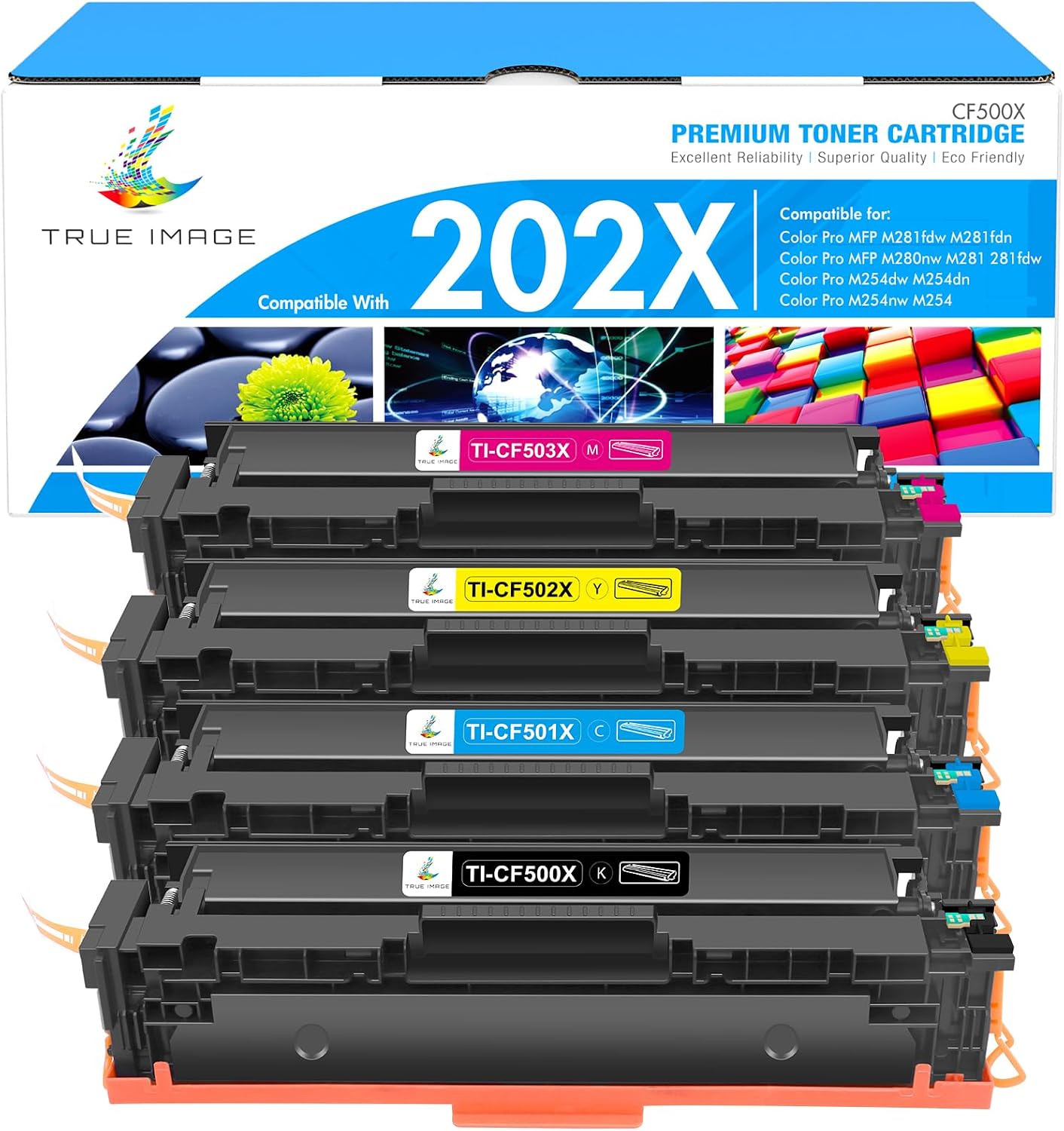 Detalle de TRUE IMAGE 202X High-Yield Toner Cartridge 4-Pack for HP Color LaserJet Pro