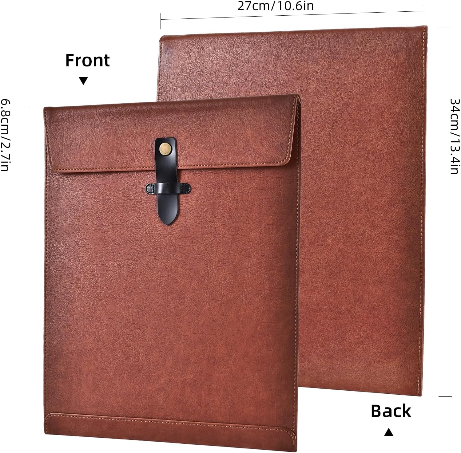Thumbnail 1 de QiXin Brown PU Leather File Folder with Snap Closure