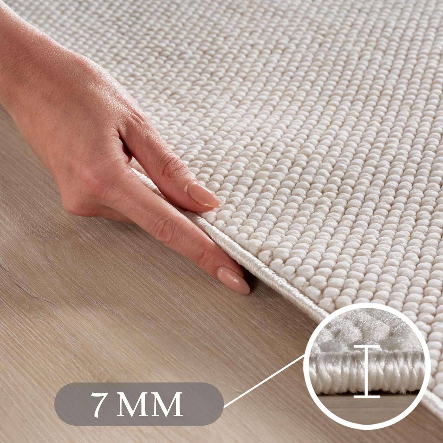 Thumbnail 2 de SIMPEX Teppich Creme 160x230 – Bouclé im skandi-Look, pflegeleicht & weich