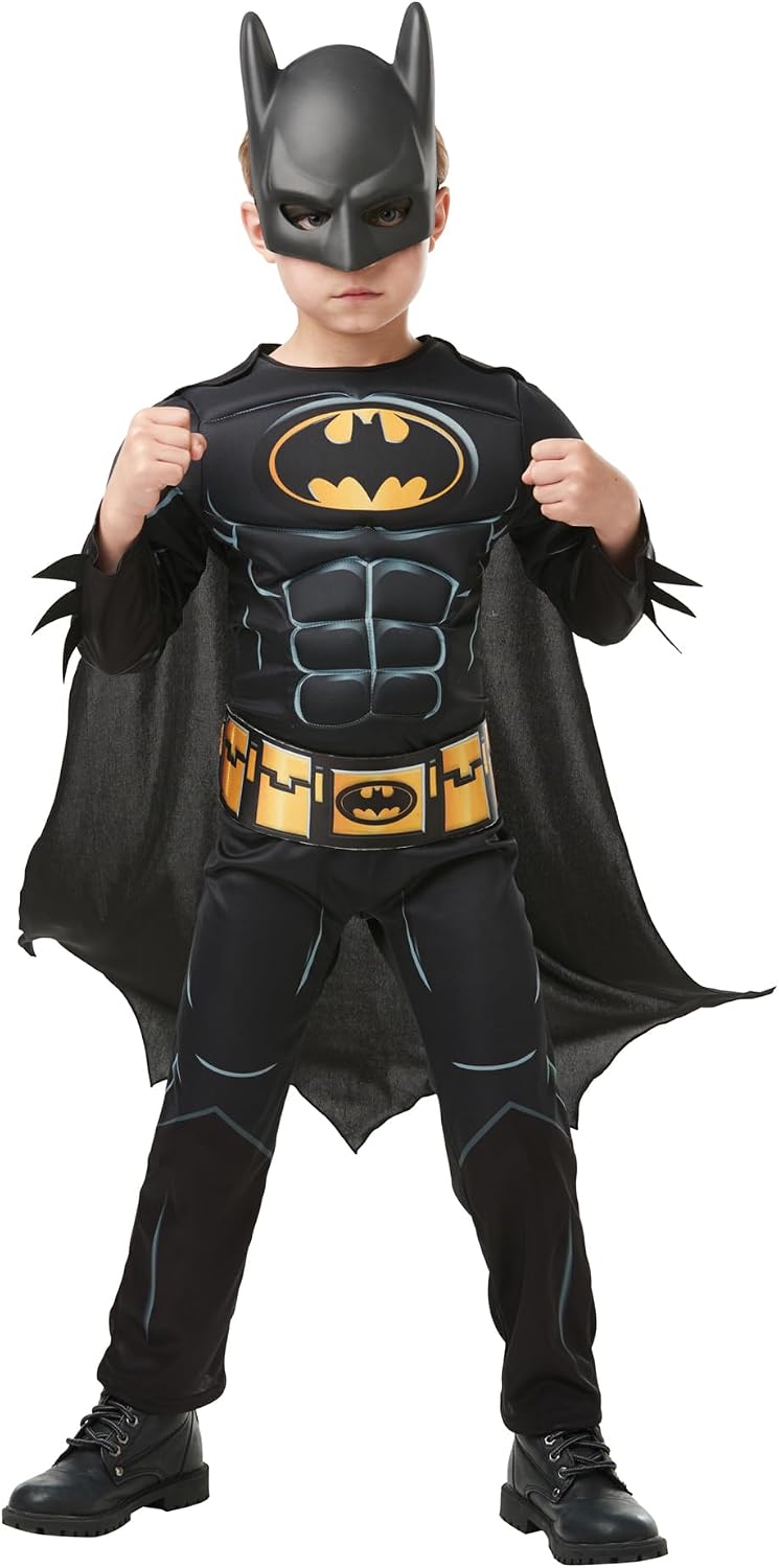 Detalle 2 de Rubies Batman Black Deluxe Kostüm für Kinder 🎭