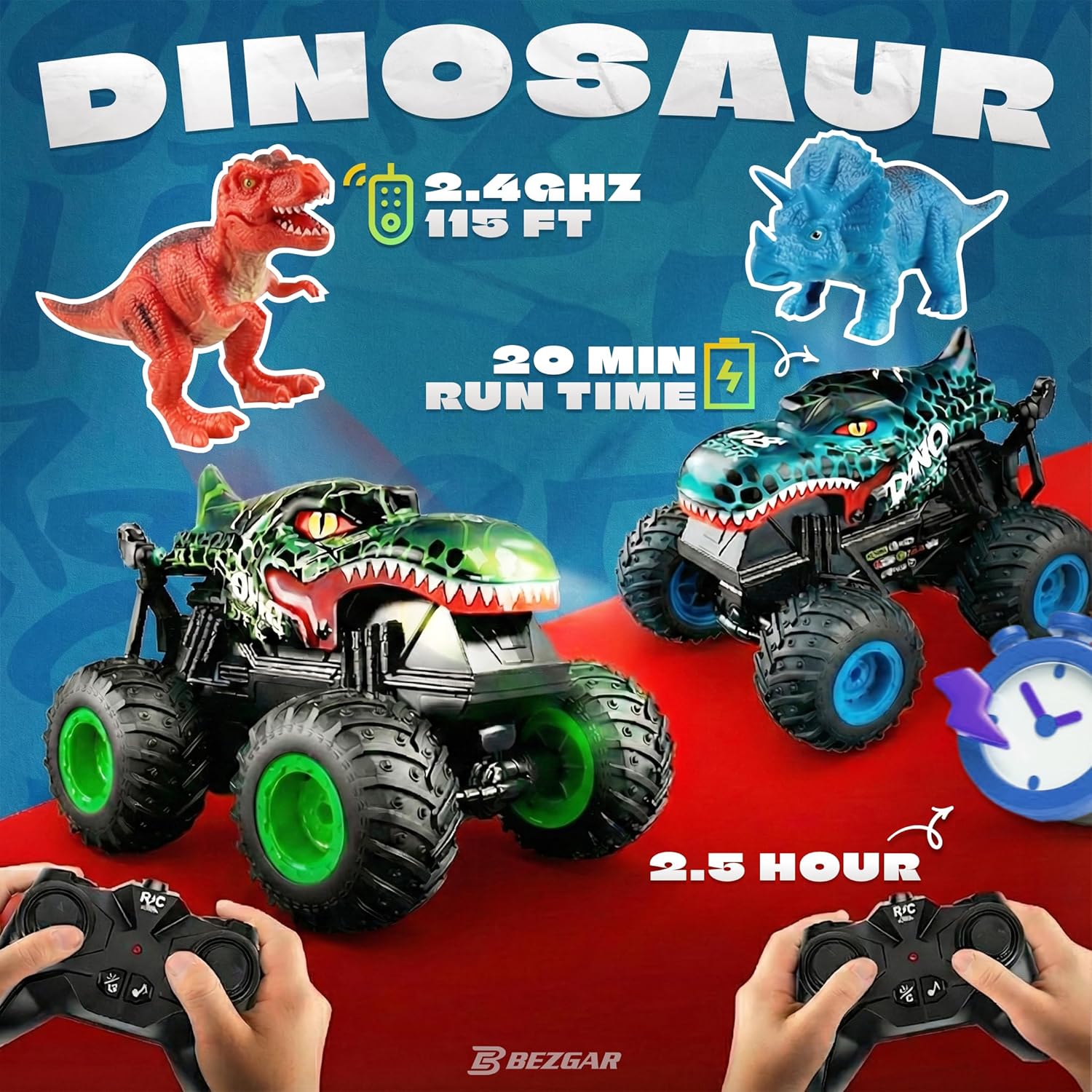 Thumbnail 4 de BEZGAR MonsterTruck Toys — Monster Truck RC Car with Light & Music ( Cyan Blue )