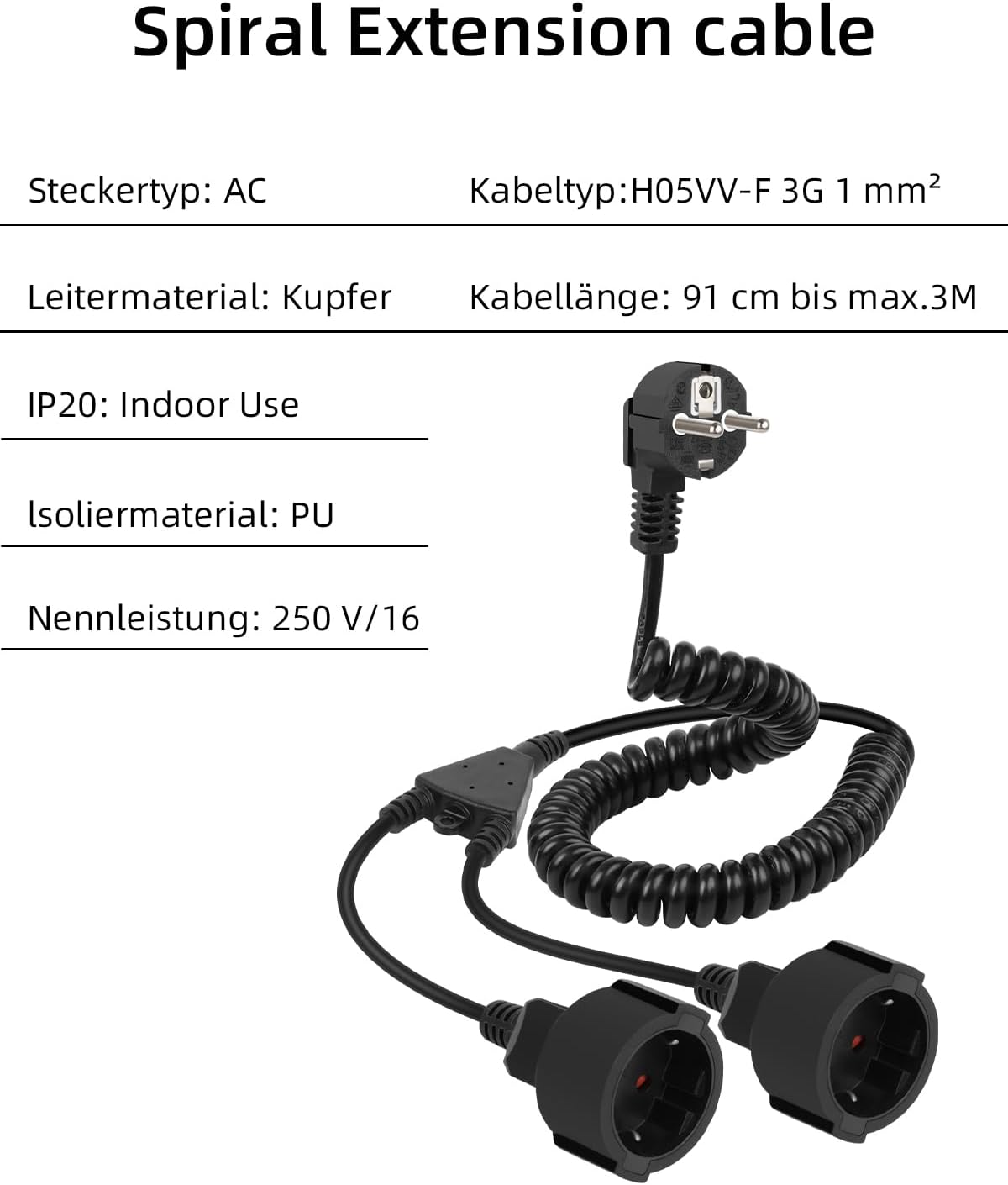 Thumbnail 2 de RIIEYOCA Schutzkontakt Spiralverlängerung 2 Fach